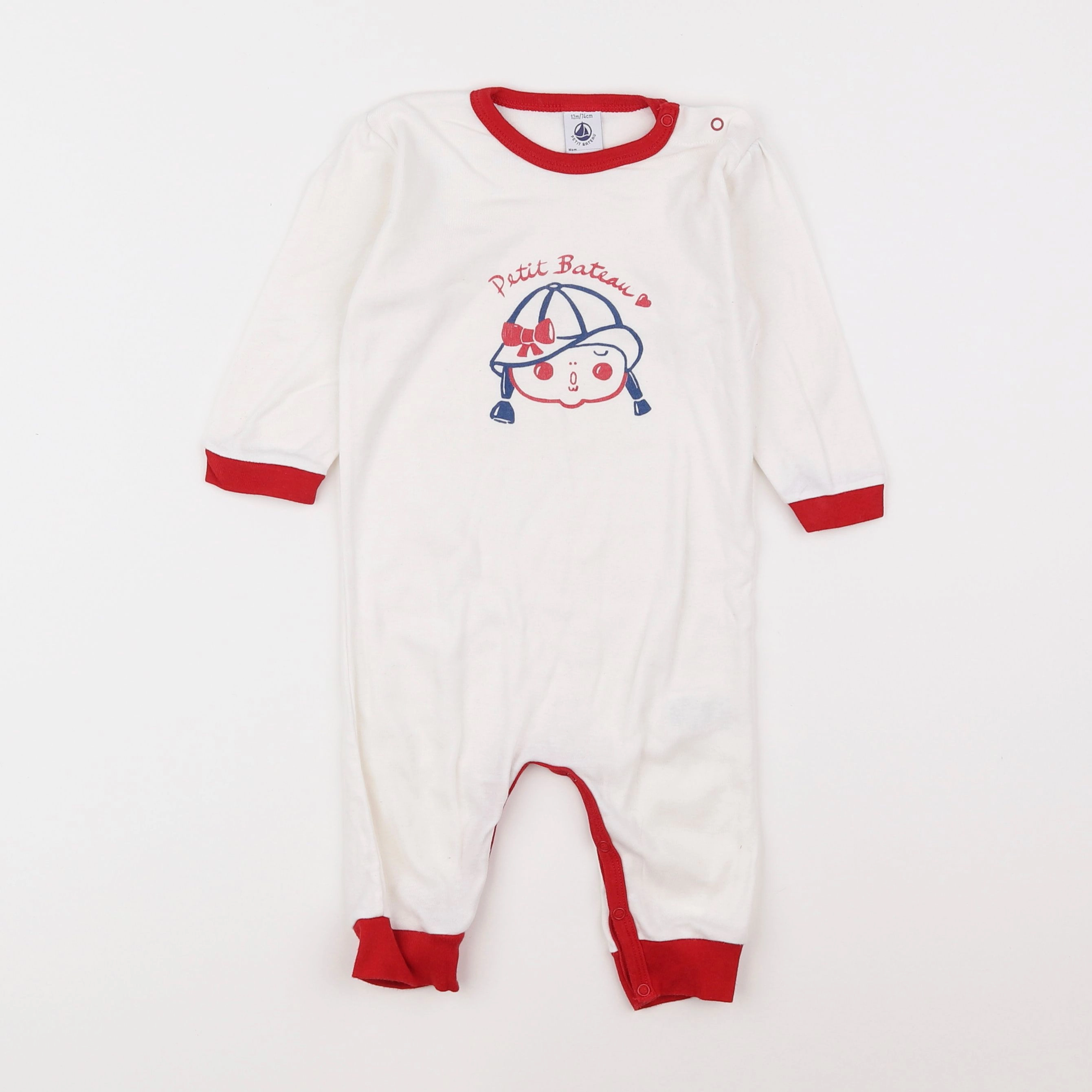 Petit Bateau - pyjama coton blanc - 12 mois