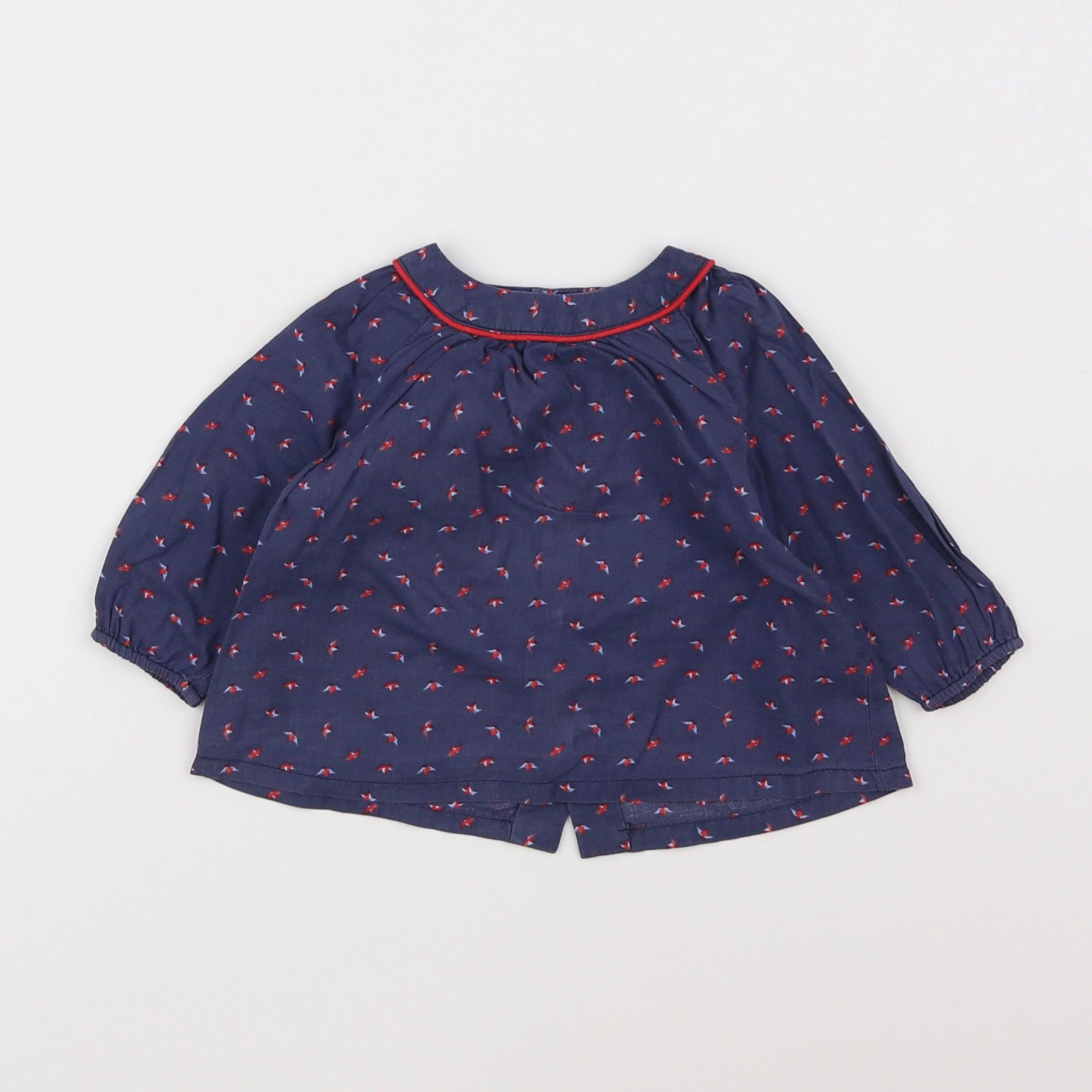 Boutchou - blouse bleu, rouge - 6 mois