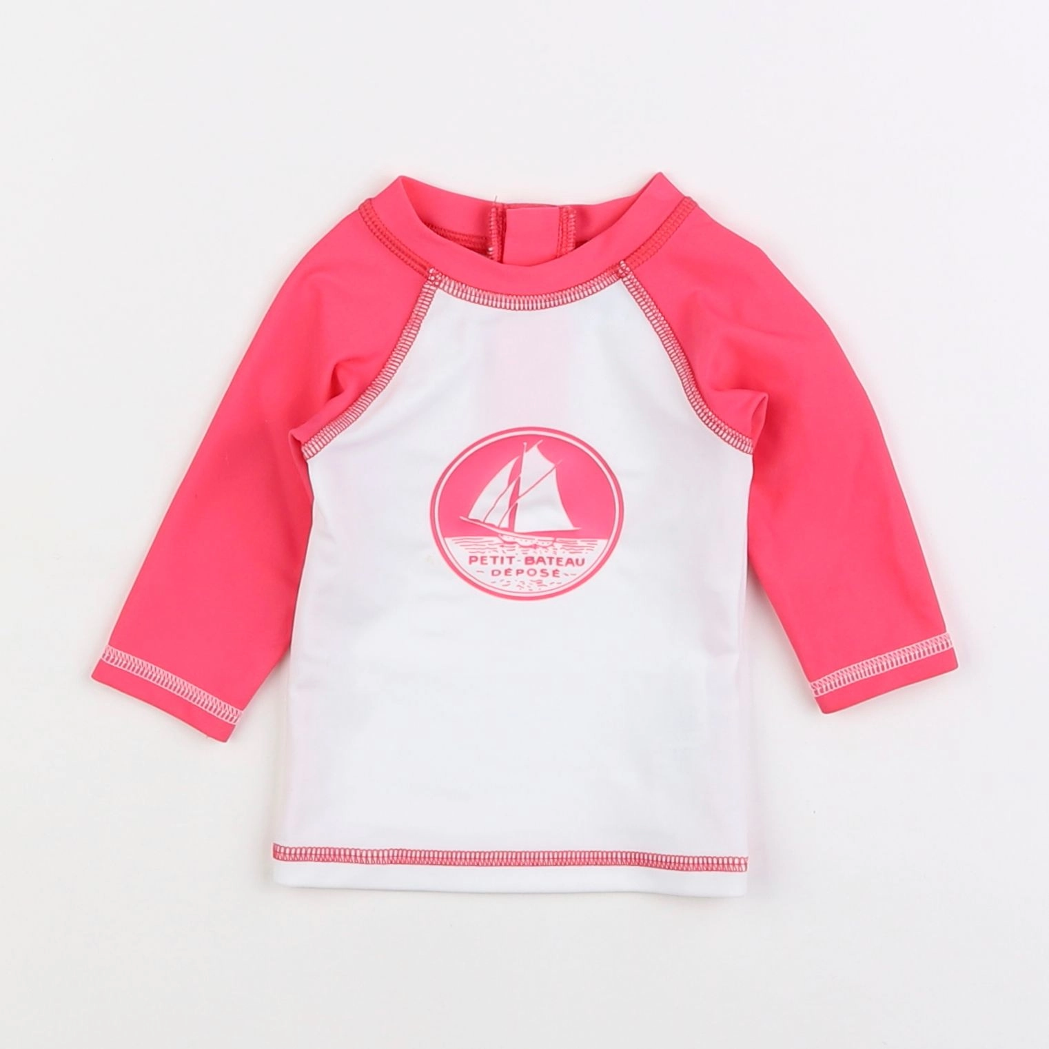 Petit Bateau - tee-shirt de bain blanc, rose - 6 mois