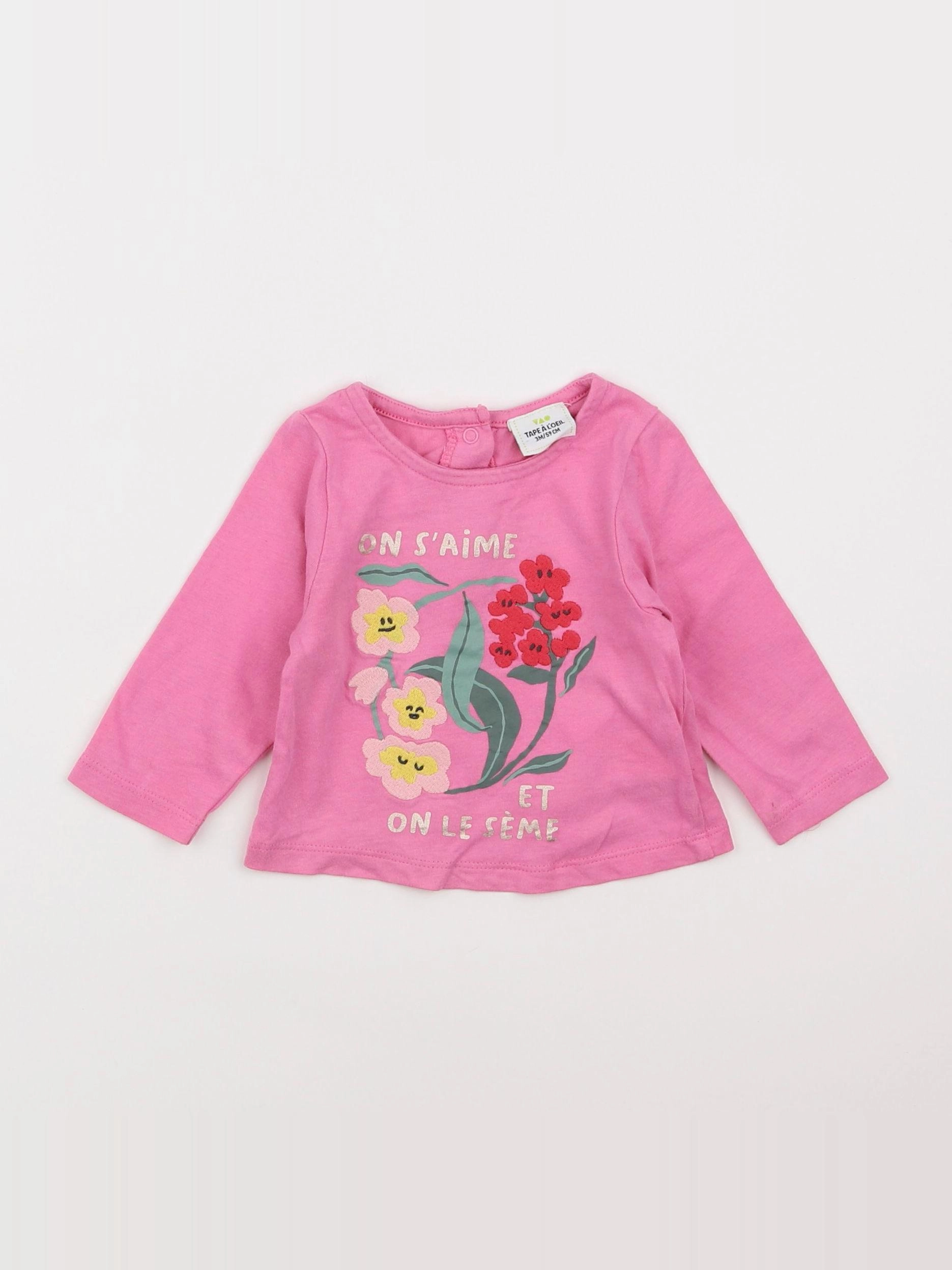 Tape à l'oeil - tee-shirt rose - 3 mois