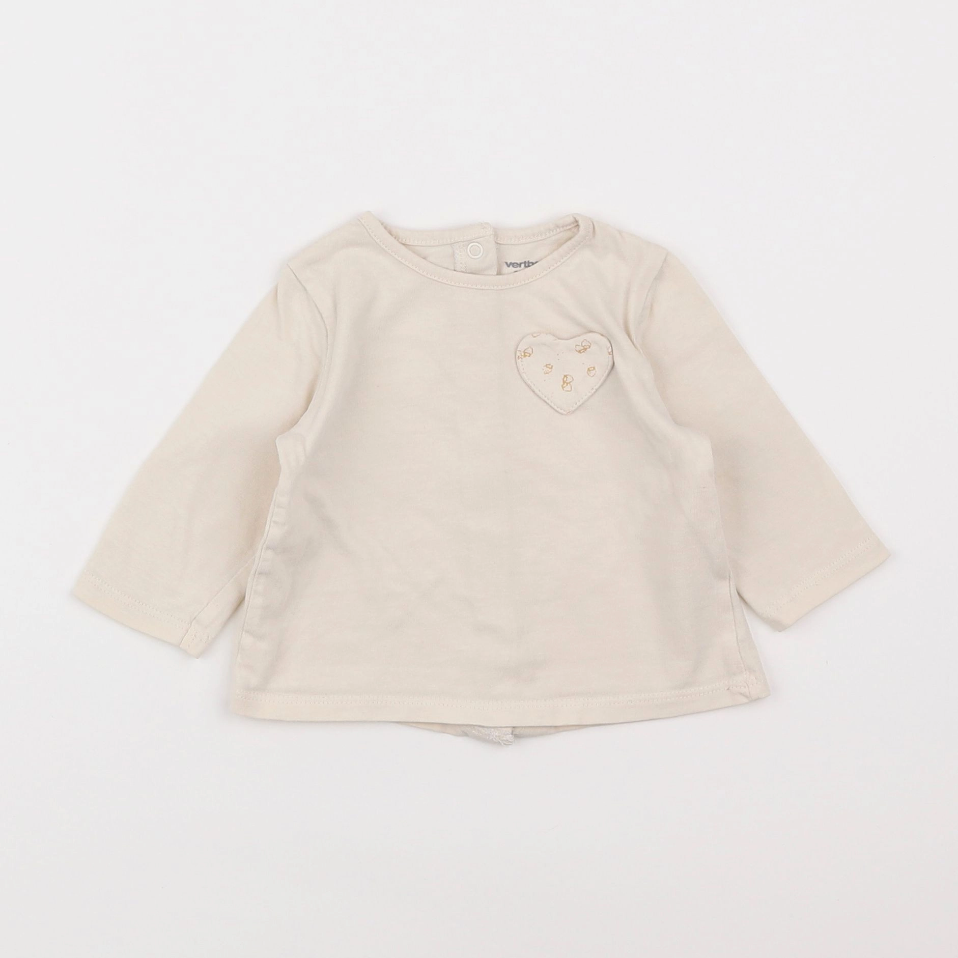 Vertbaudet - tee-shirt beige - 3 mois
