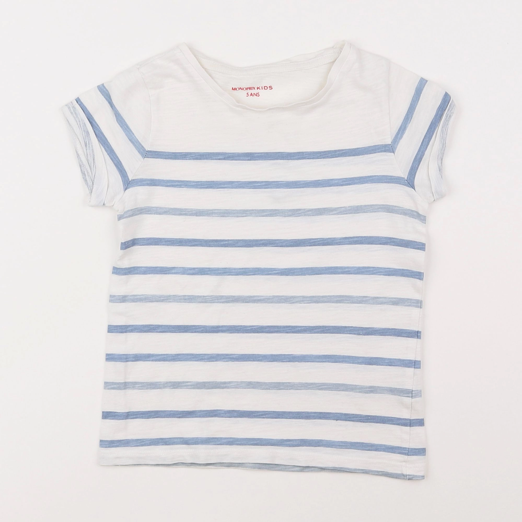 Monoprix - tee-shirt blanc, bleu - 5 ans