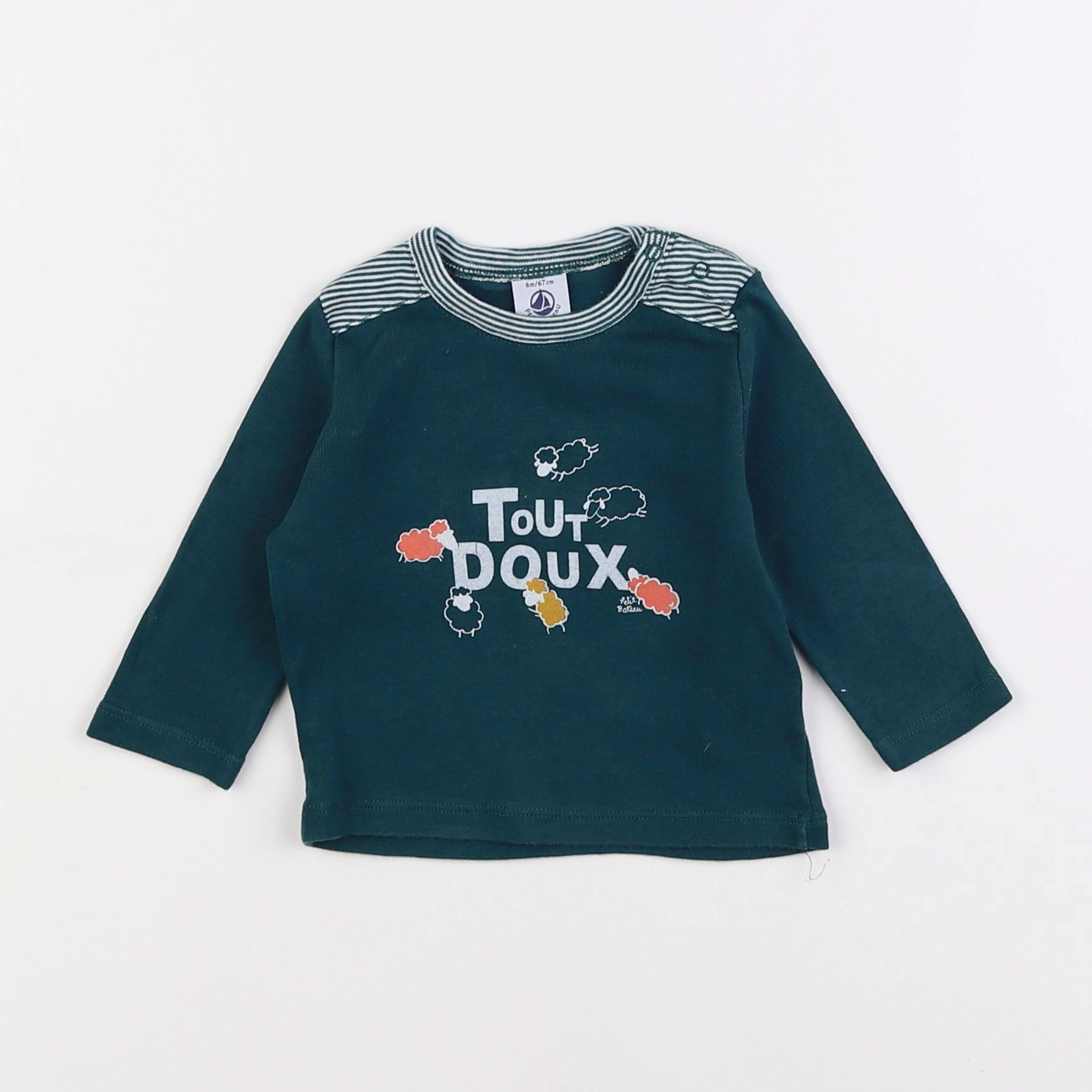 Petit Bateau - tee-shirt vert - 6 mois