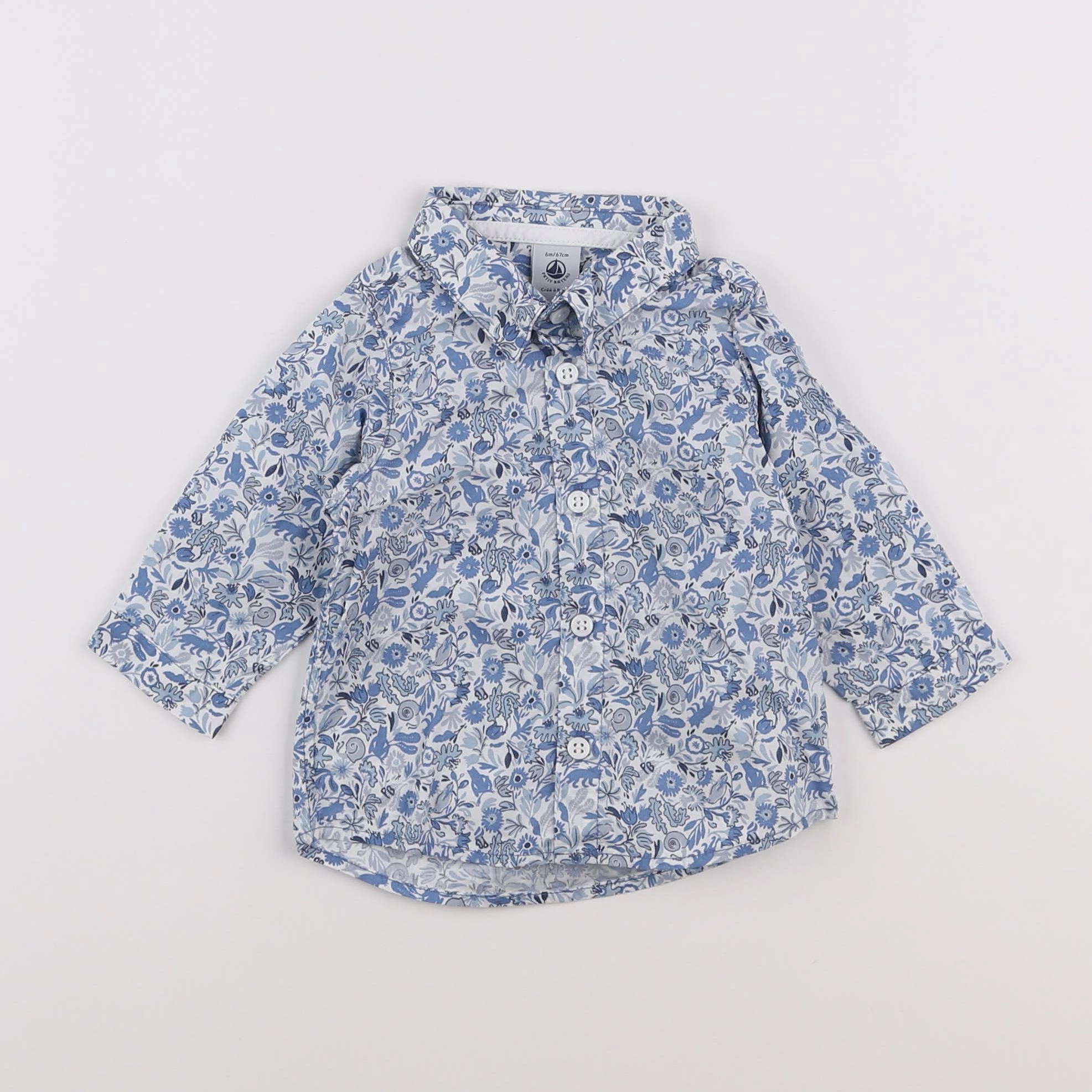 Petit Bateau - chemise bleu - 6 mois