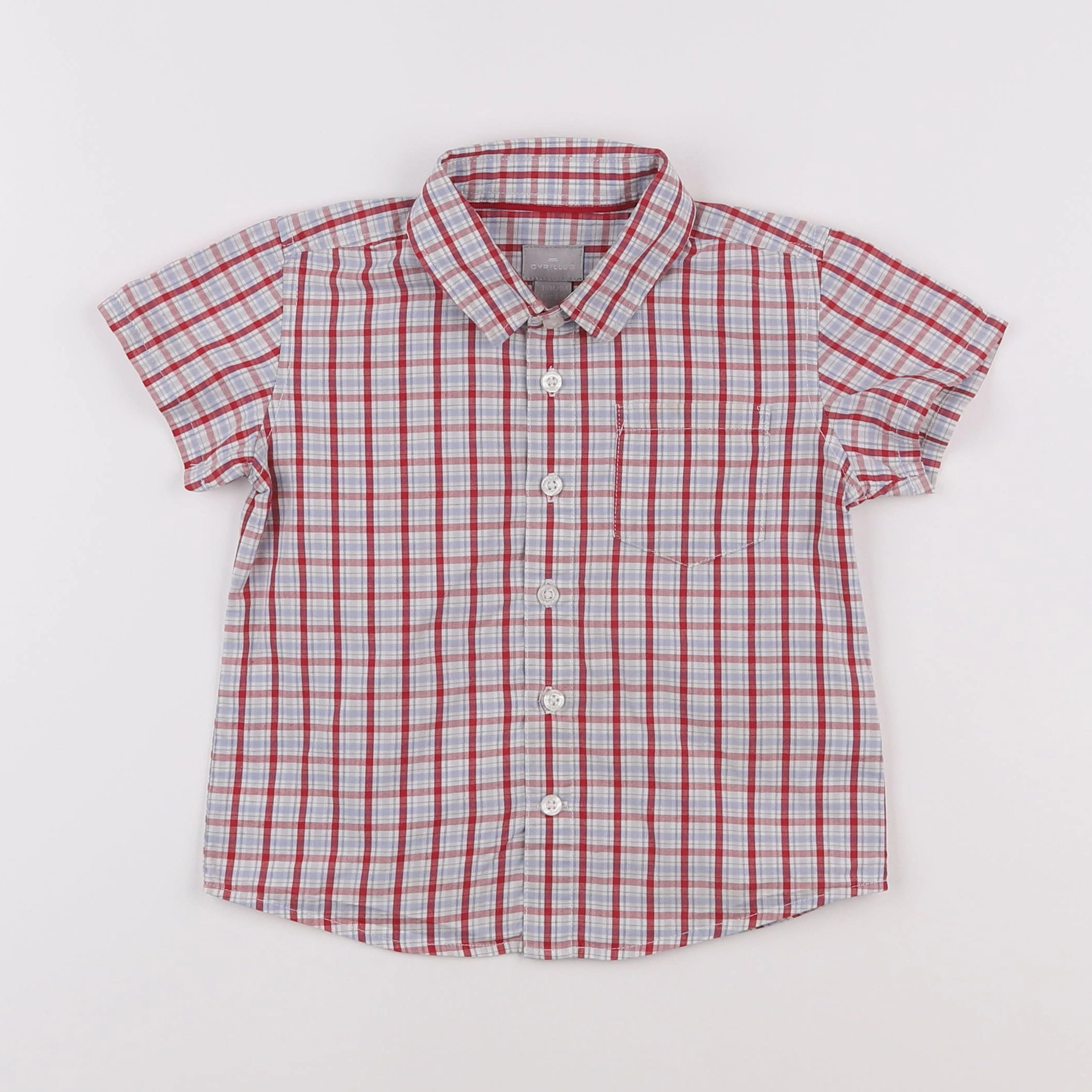 Cyrillus - chemise gris, rouge - 3 ans