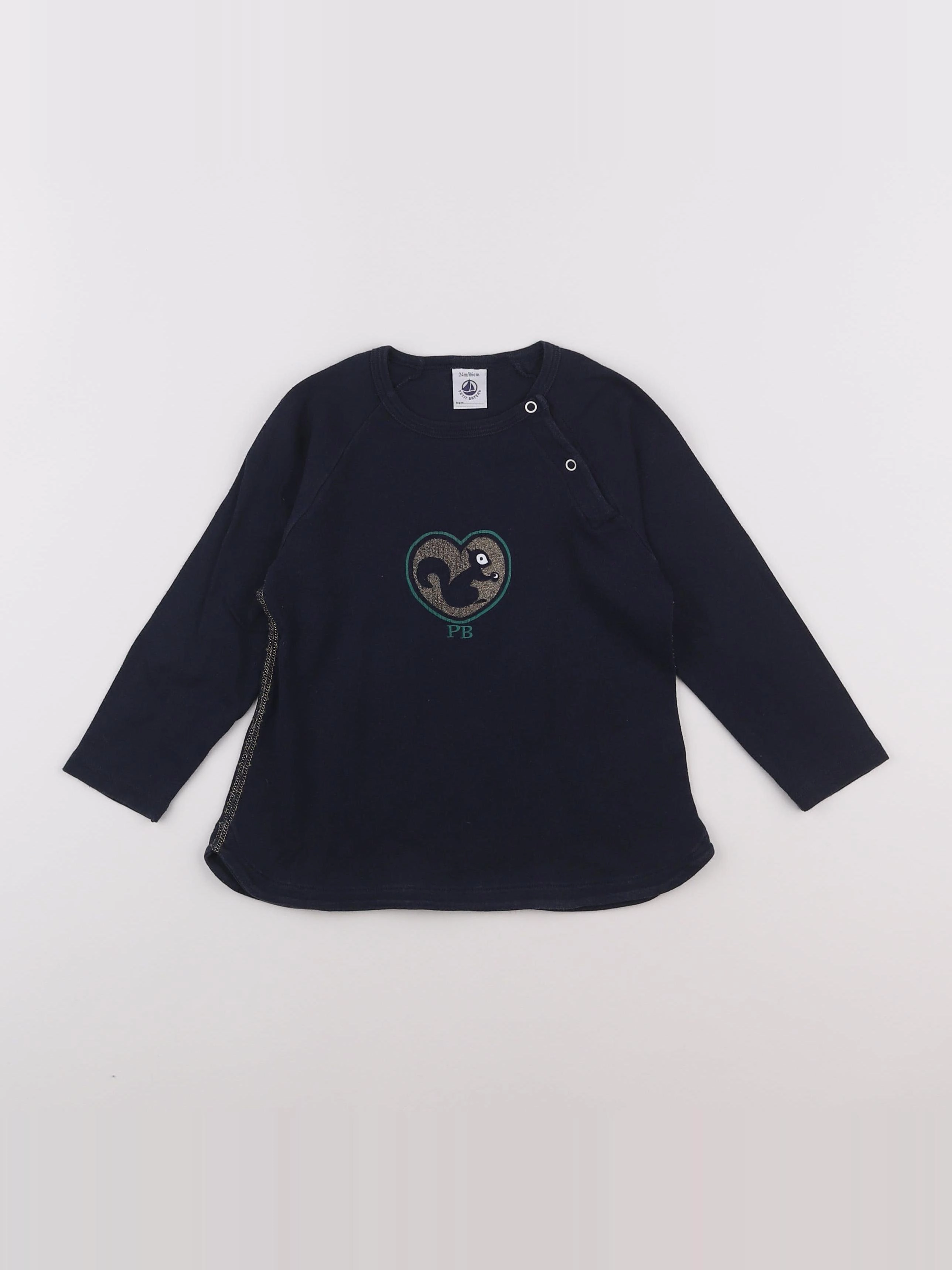 Petit Bateau - tee-shirt bleu - 2 ans