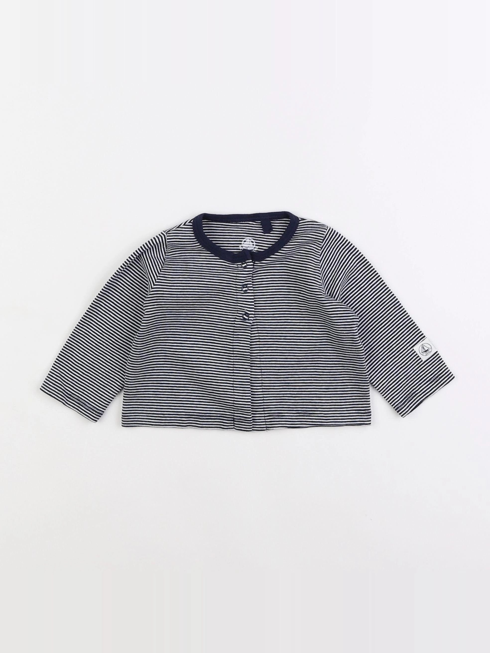 Petit Bateau - gilet bleu, blanc - 6 mois