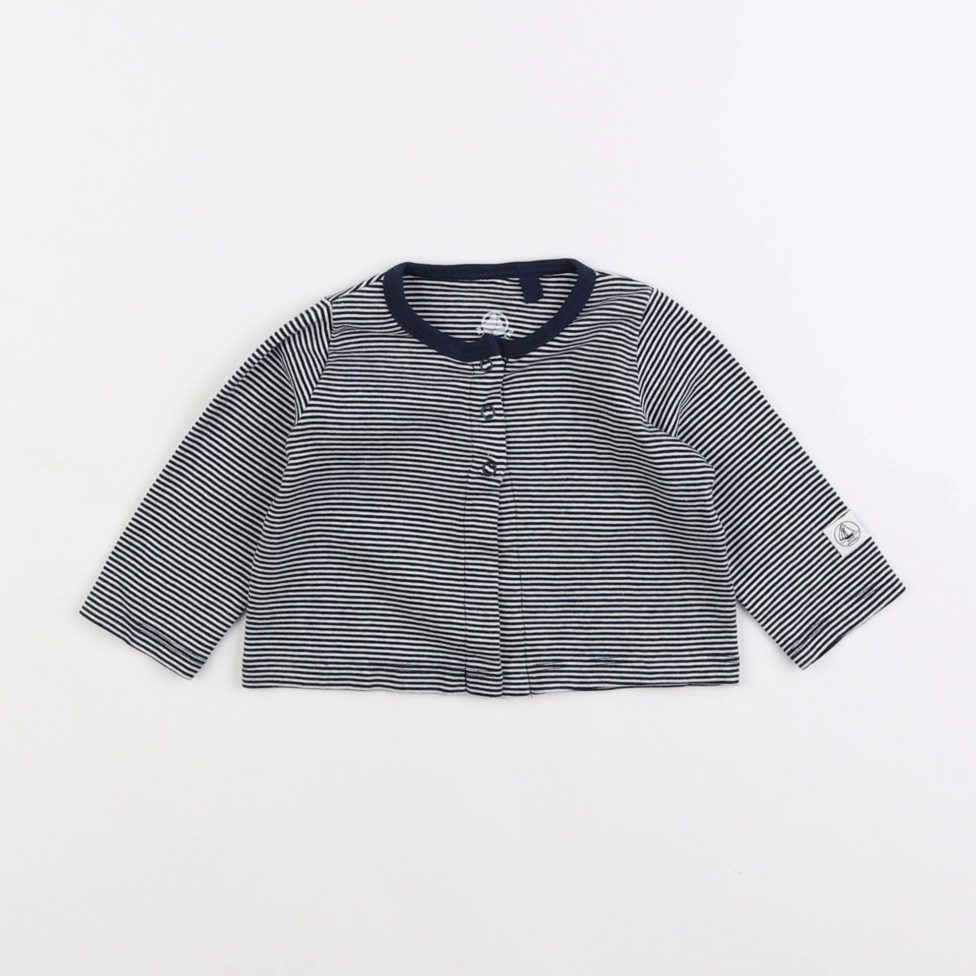Petit Bateau - gilet bleu, blanc - 6 mois