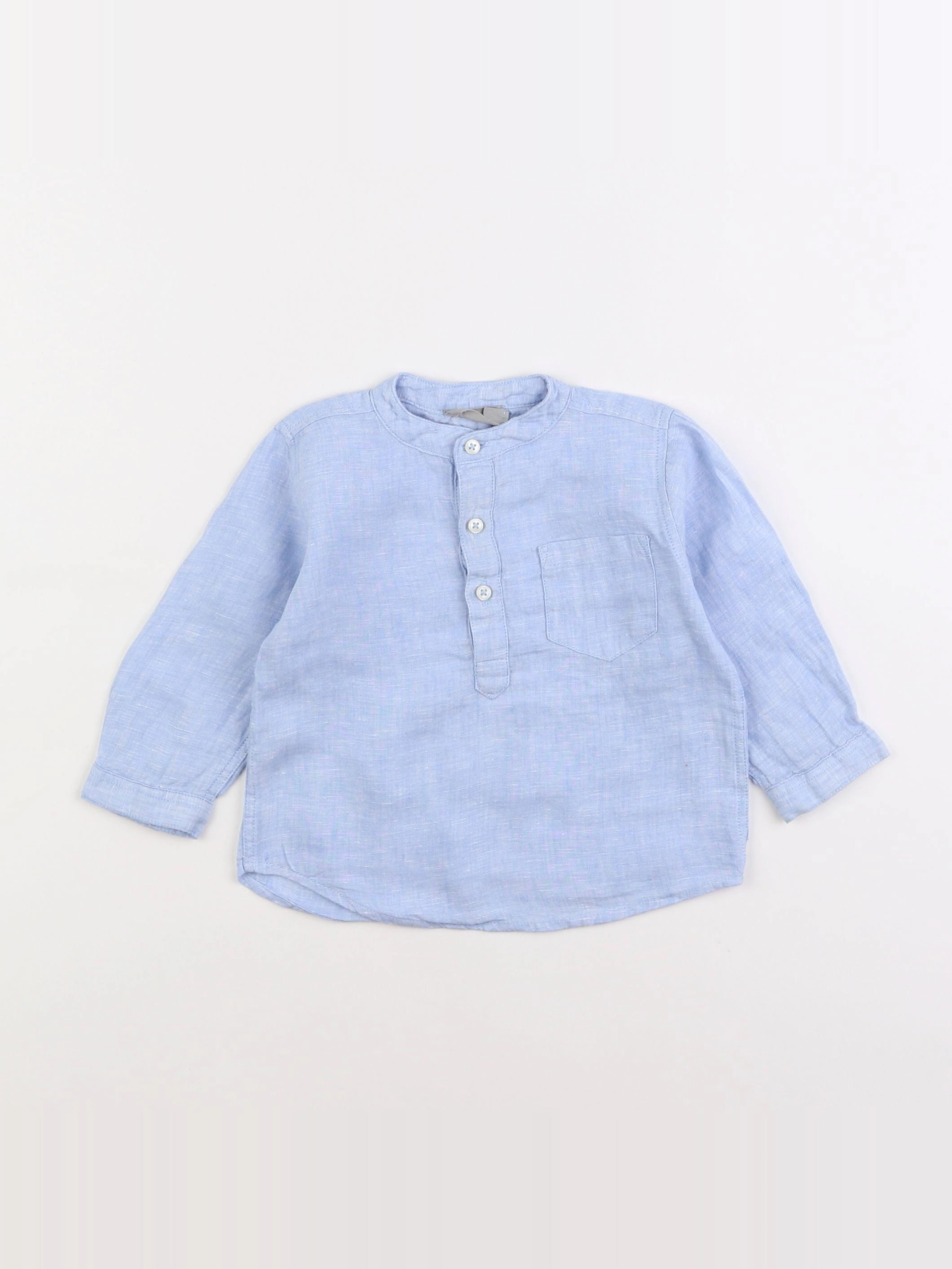 Boutchou - chemise bleu - 12 mois