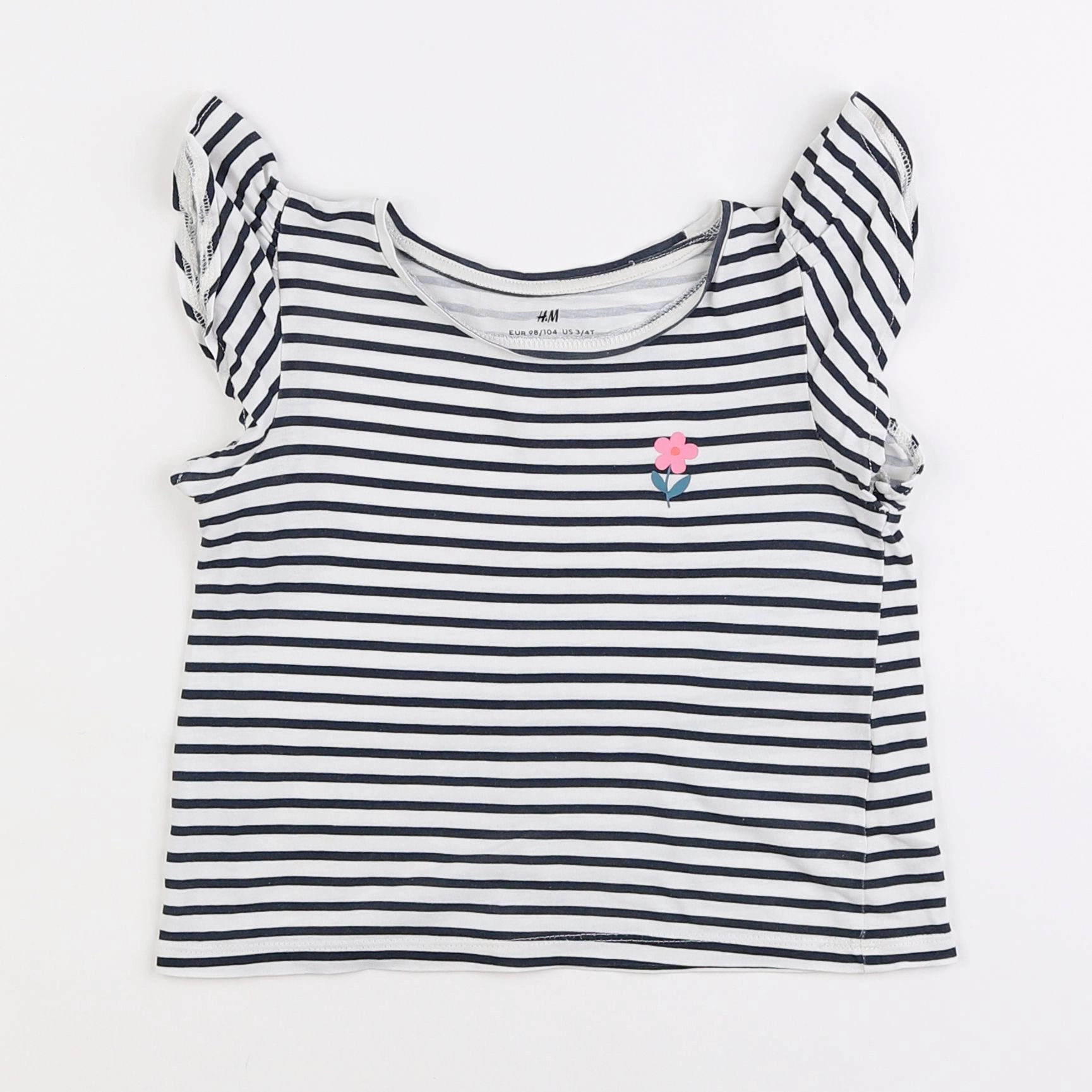 H&M - tee-shirt blanc, noir - 3/4 ans