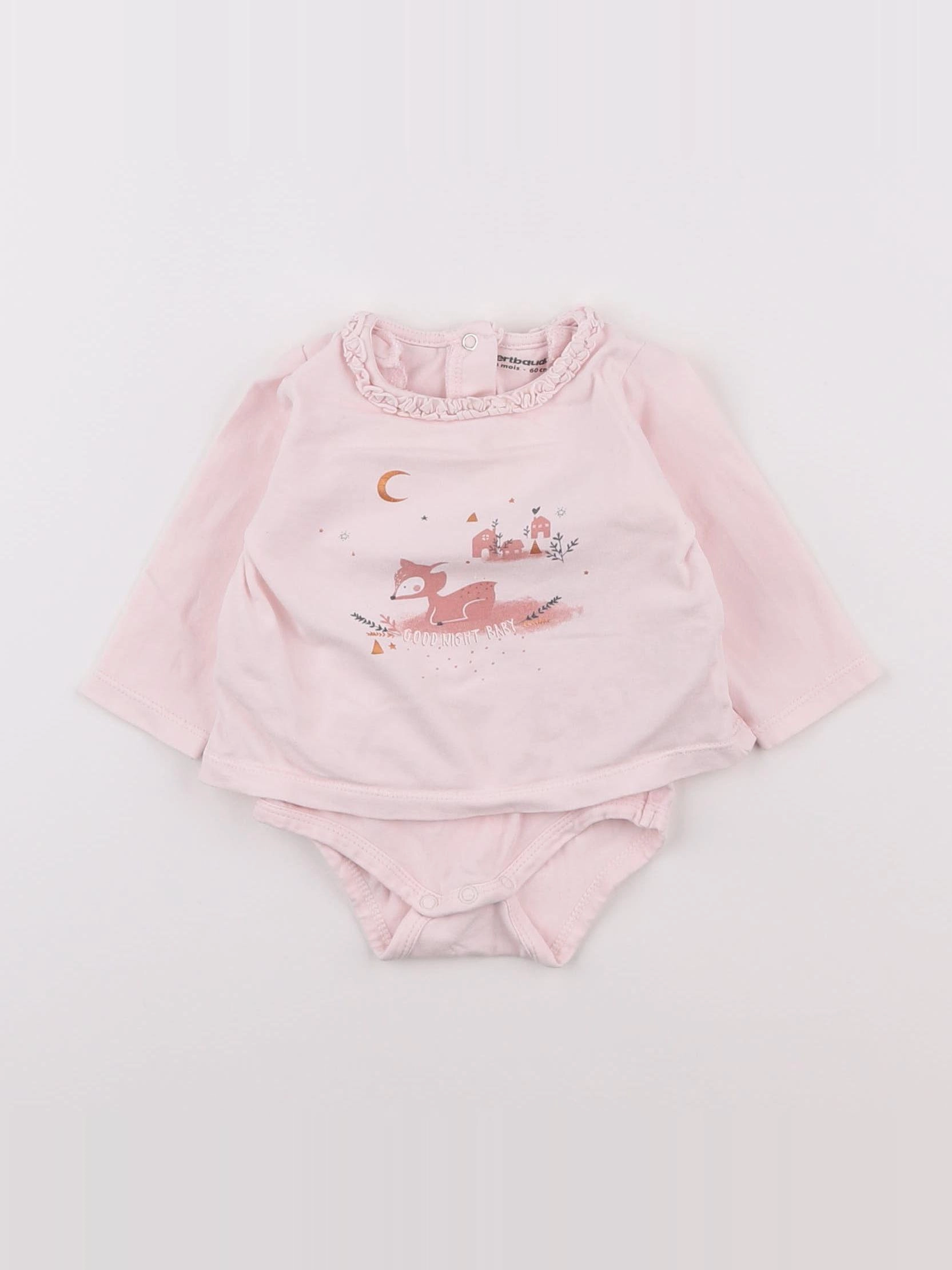 Vertbaudet - body tee-shirt rose - 3 mois