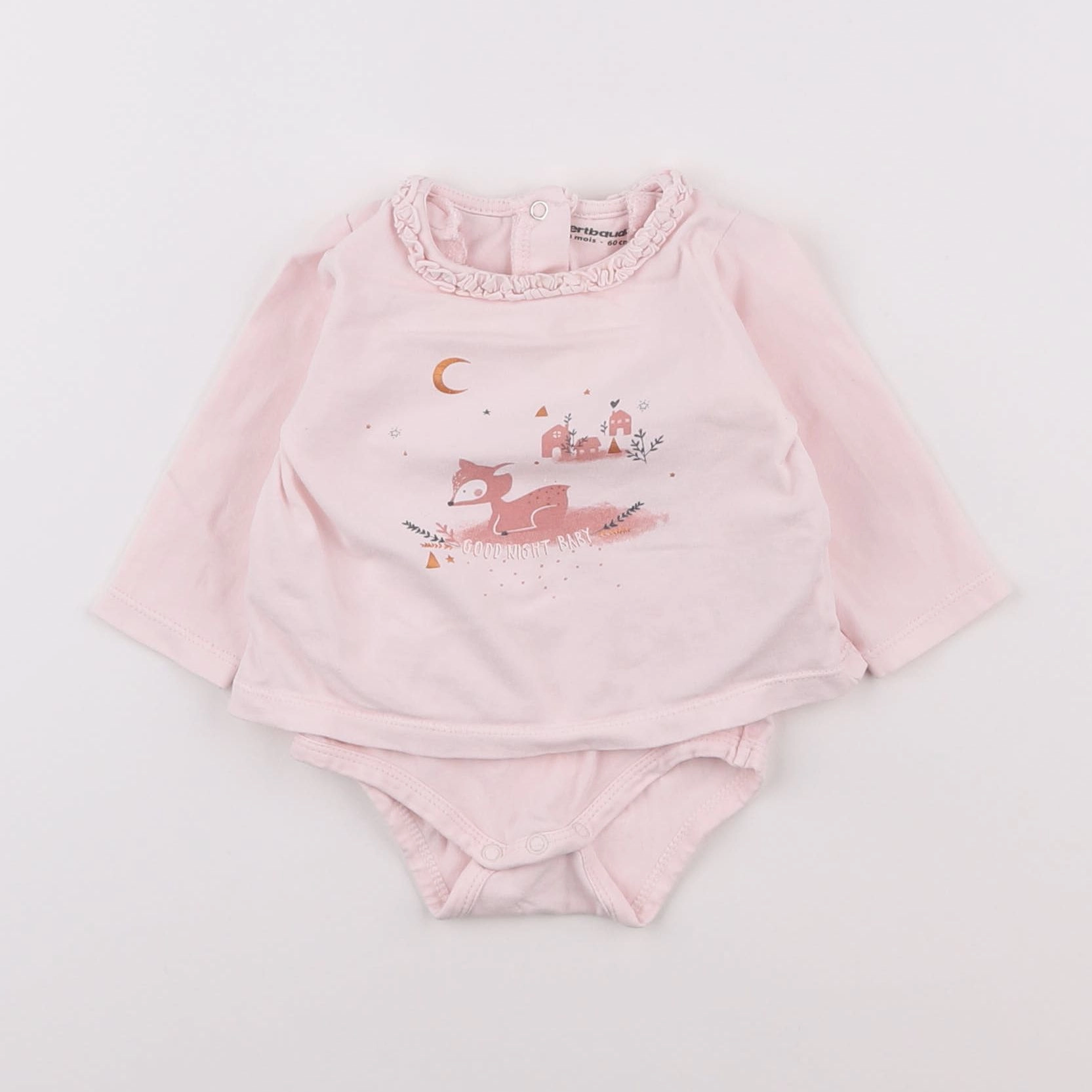 Vertbaudet - body tee-shirt rose - 3 mois