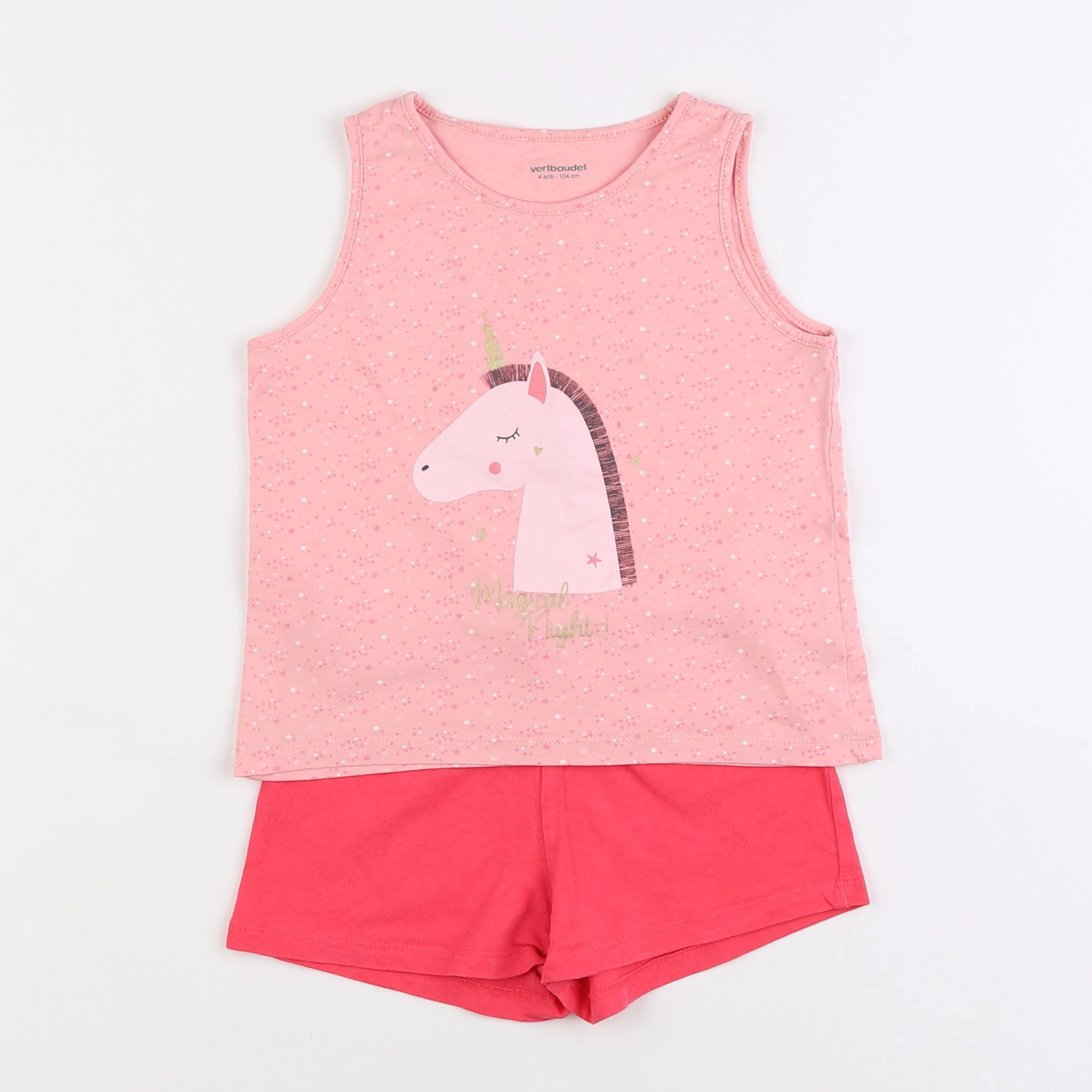 Vertbaudet - pyjama coton rose - 4 ans