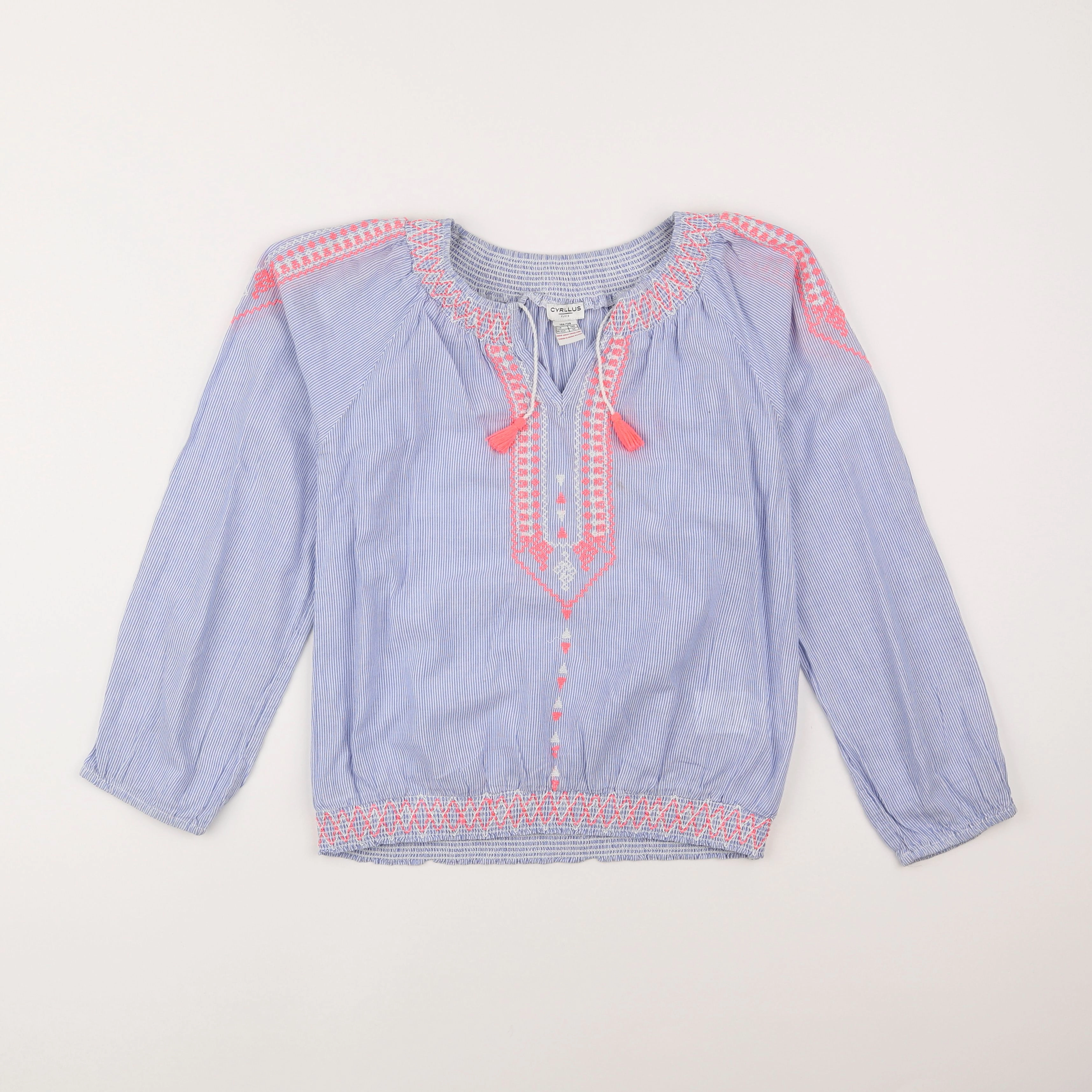 Cyrillus - blouse blanc, bleu - 10 ans