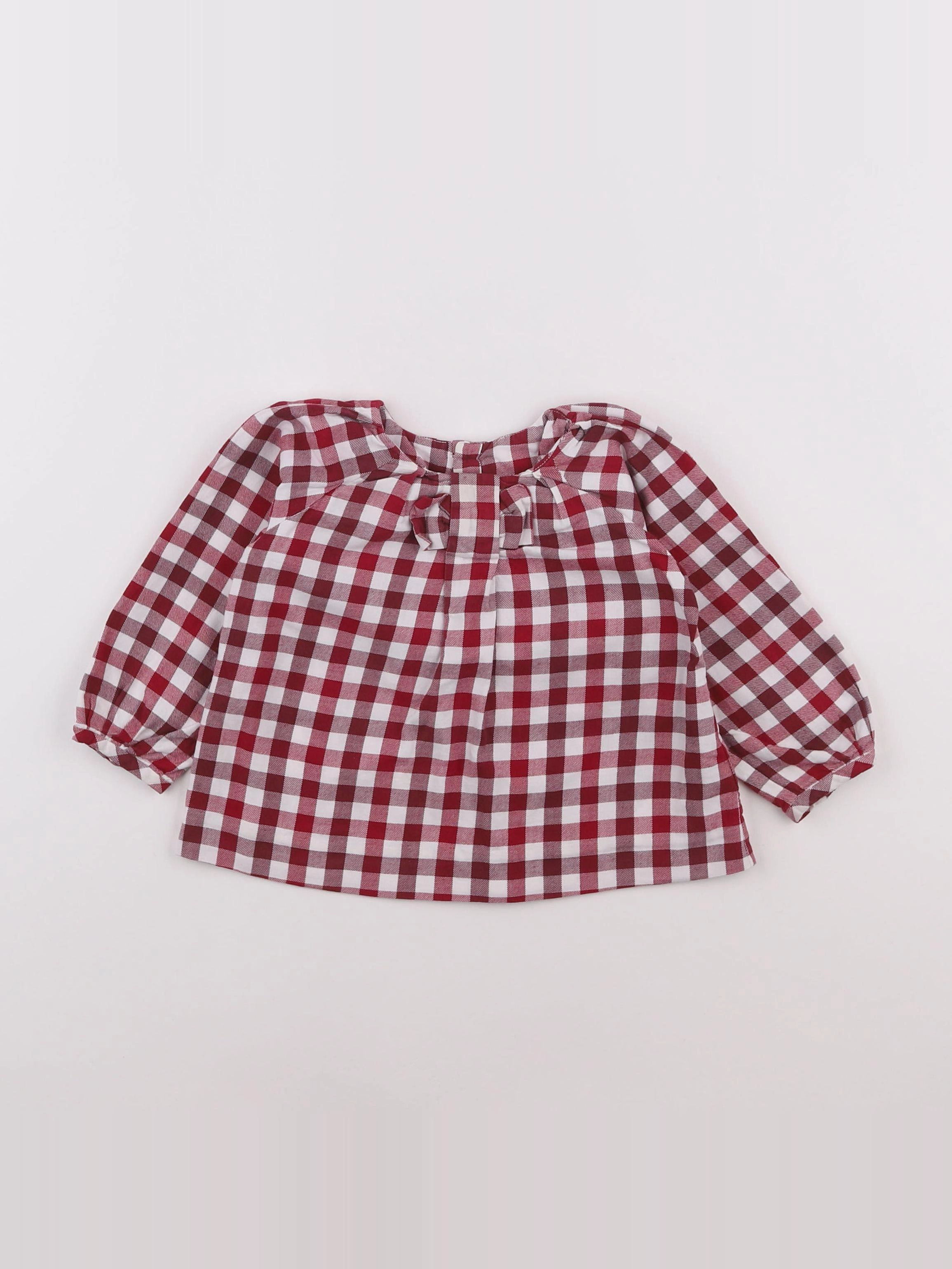 Jacadi - blouse blanc, rouge - 12 mois