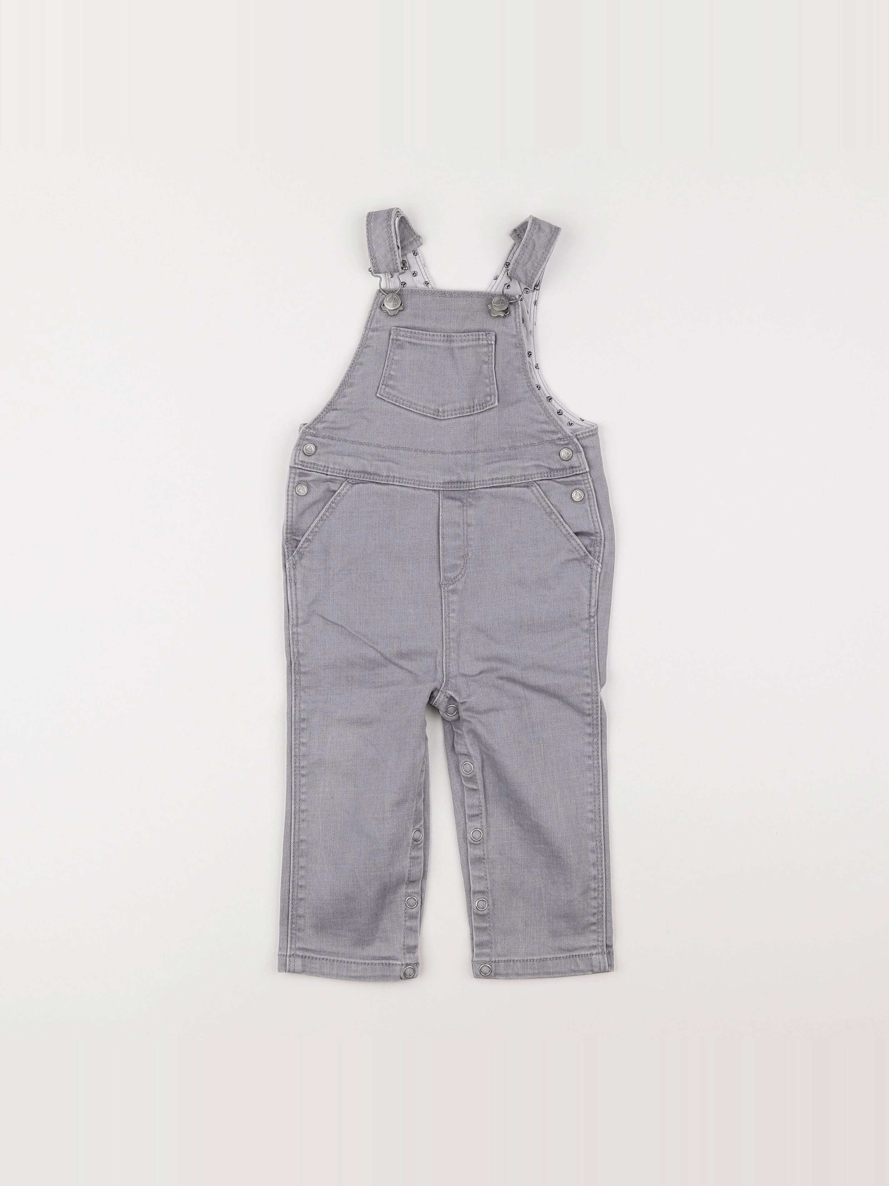 Petit Bateau - salopette gris - 12 mois