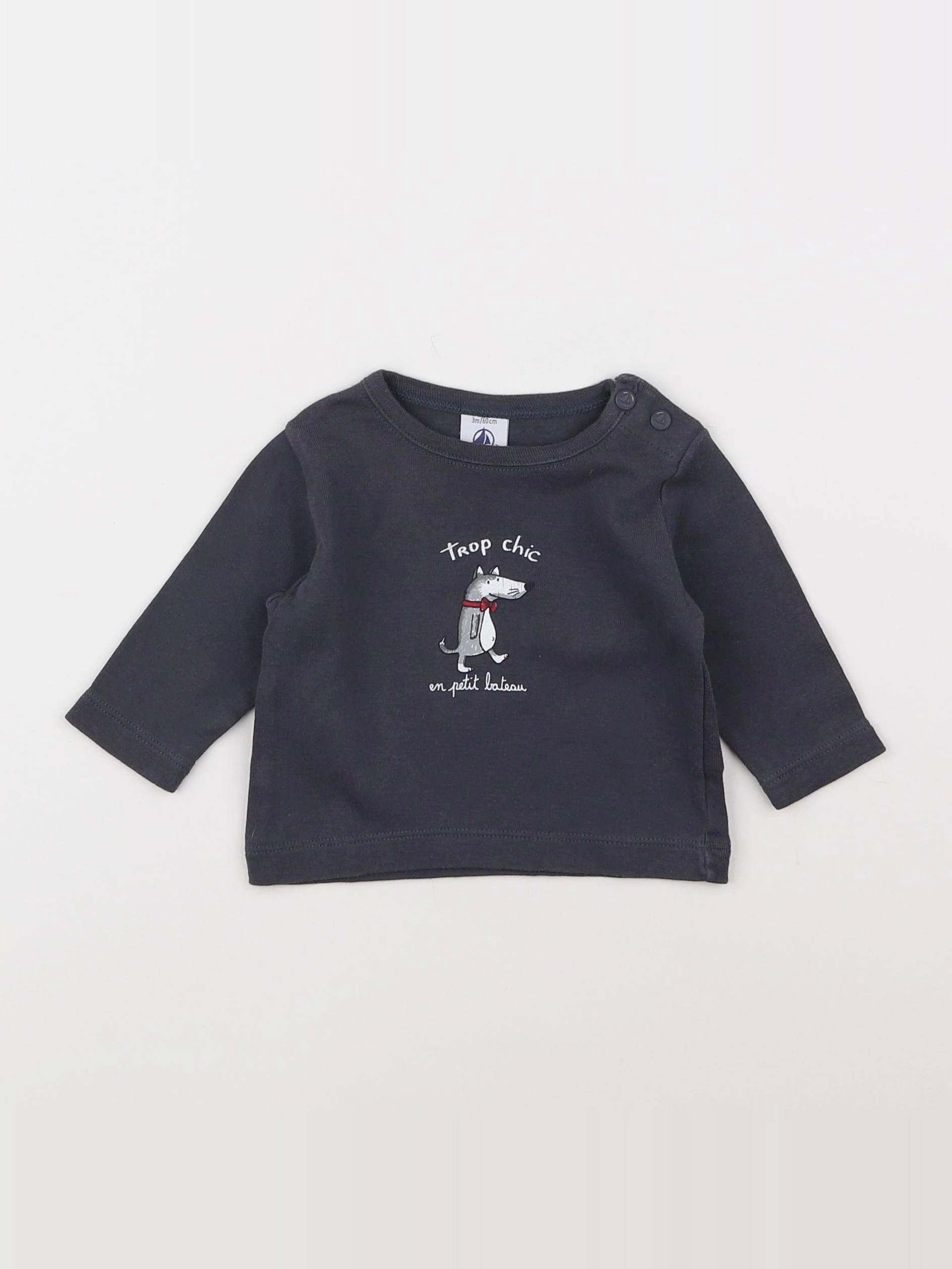 Petit Bateau - tee-shirt gris - 3 mois