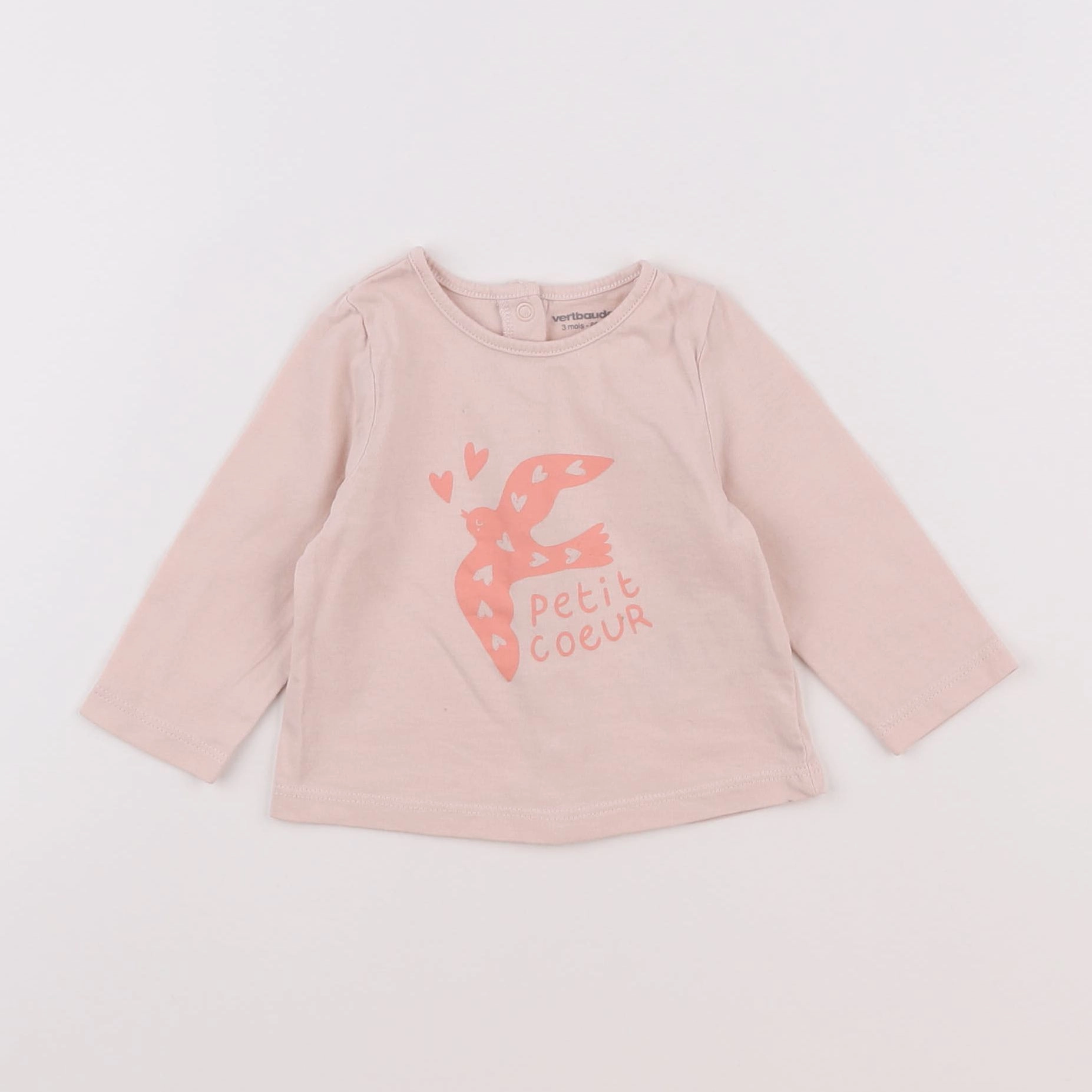 Vertbaudet - tee-shirt rose - 3 mois