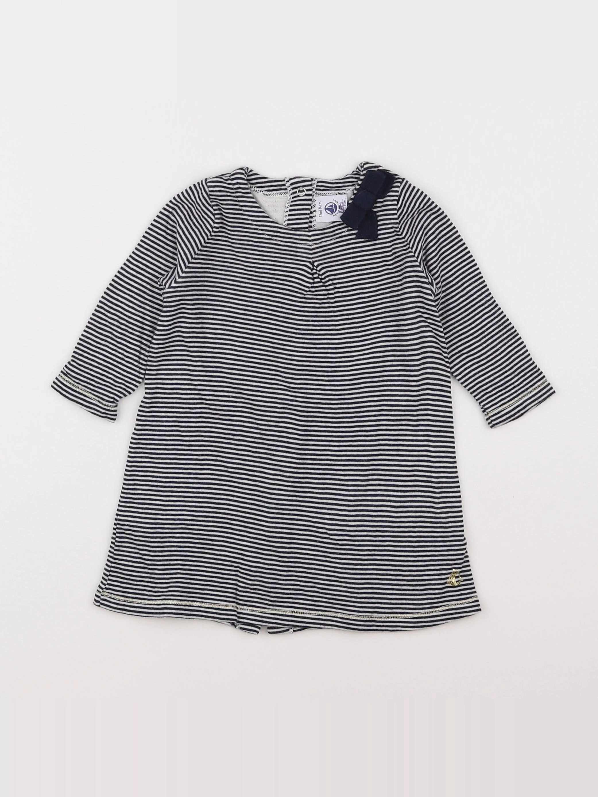 Petit Bateau - robe bleu - 12 mois