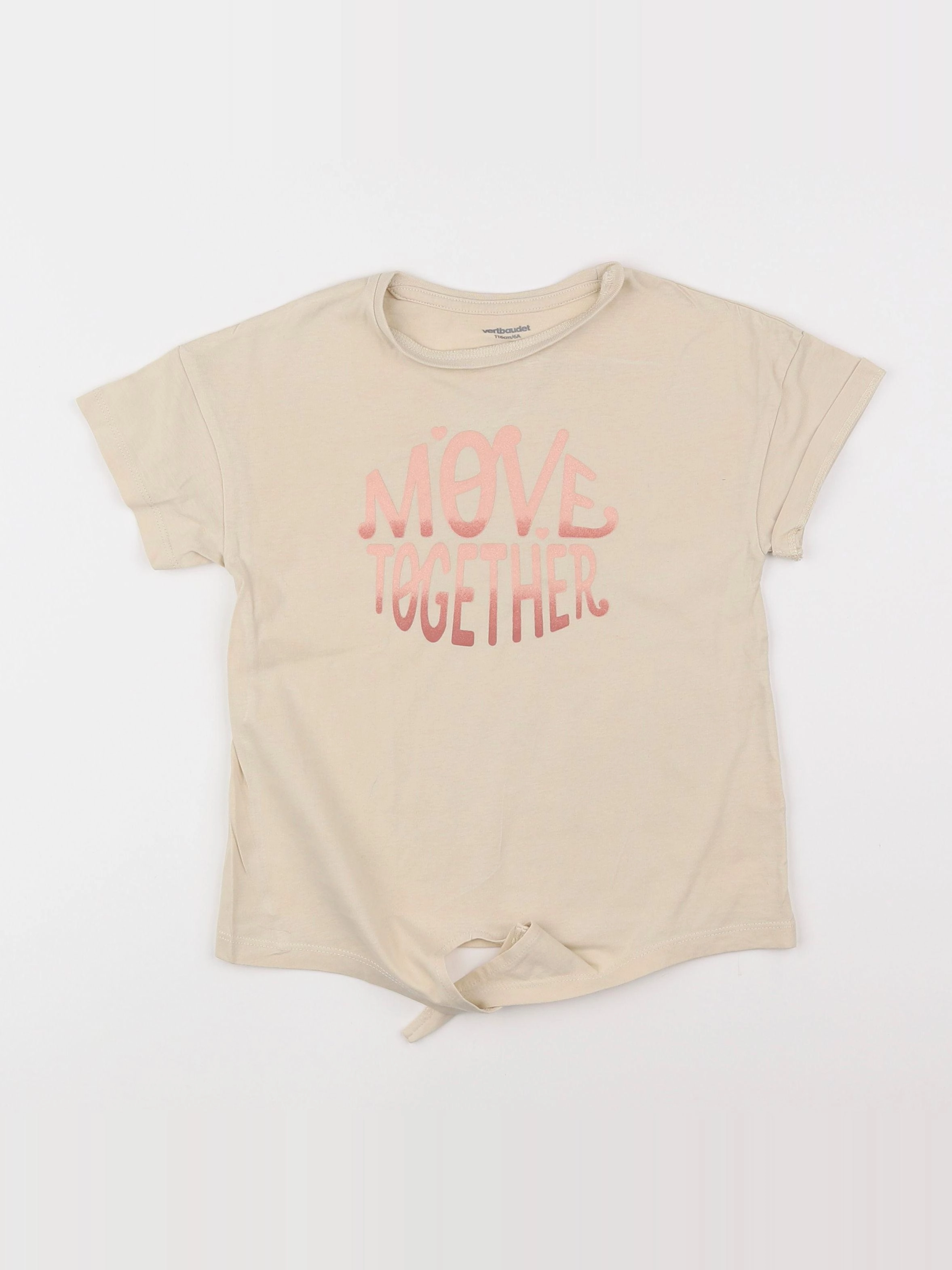 Vertbaudet - tee-shirt beige - 6 ans