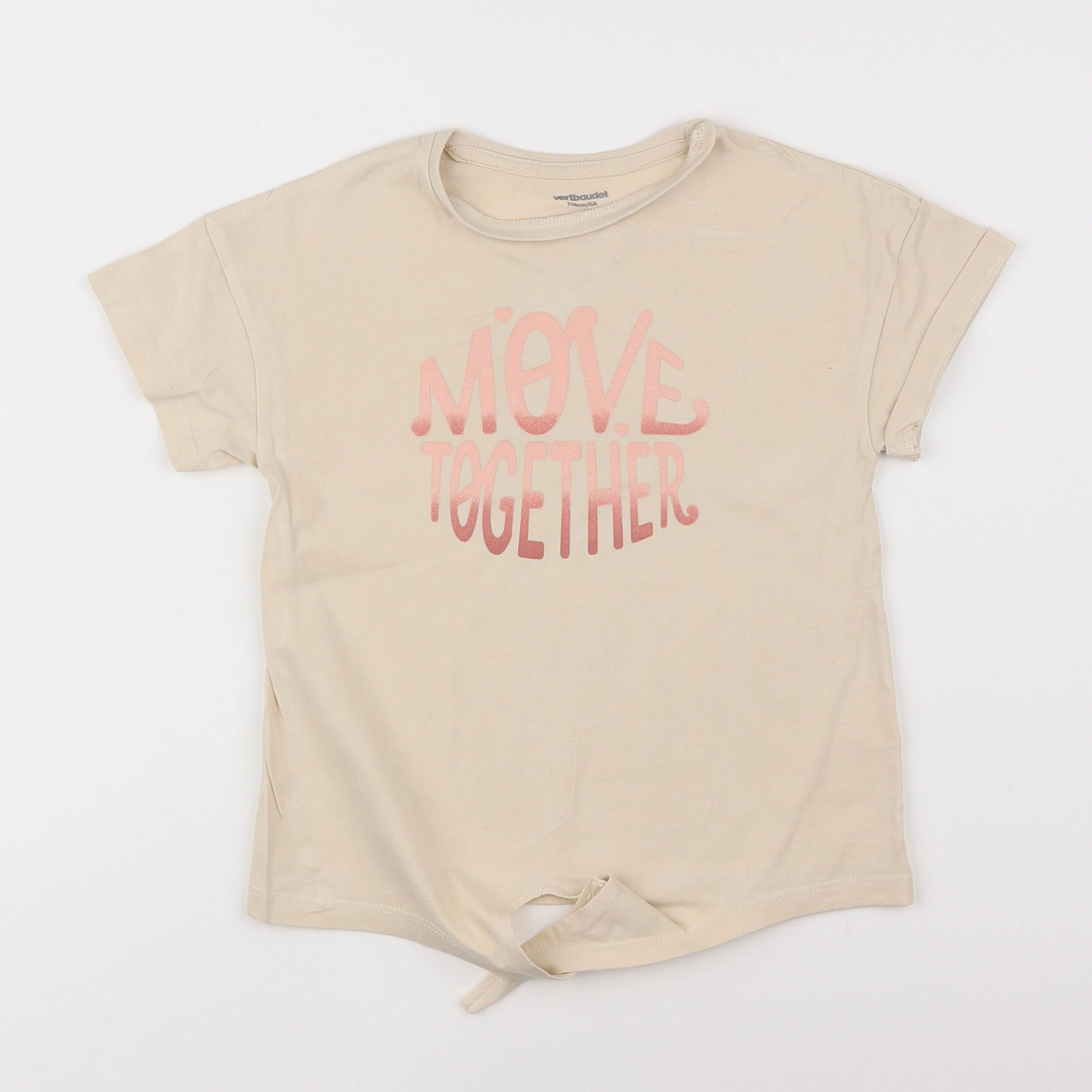 Vertbaudet - tee-shirt beige - 6 ans