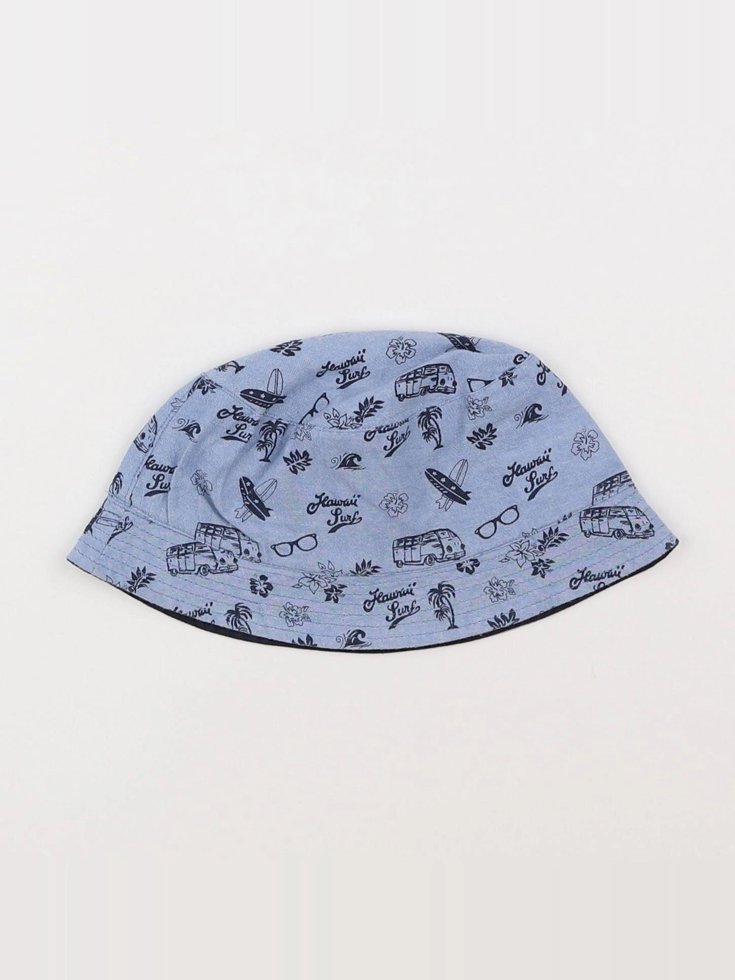 Vertbaudet - chapeau réversible bleu - 8/10 ans
