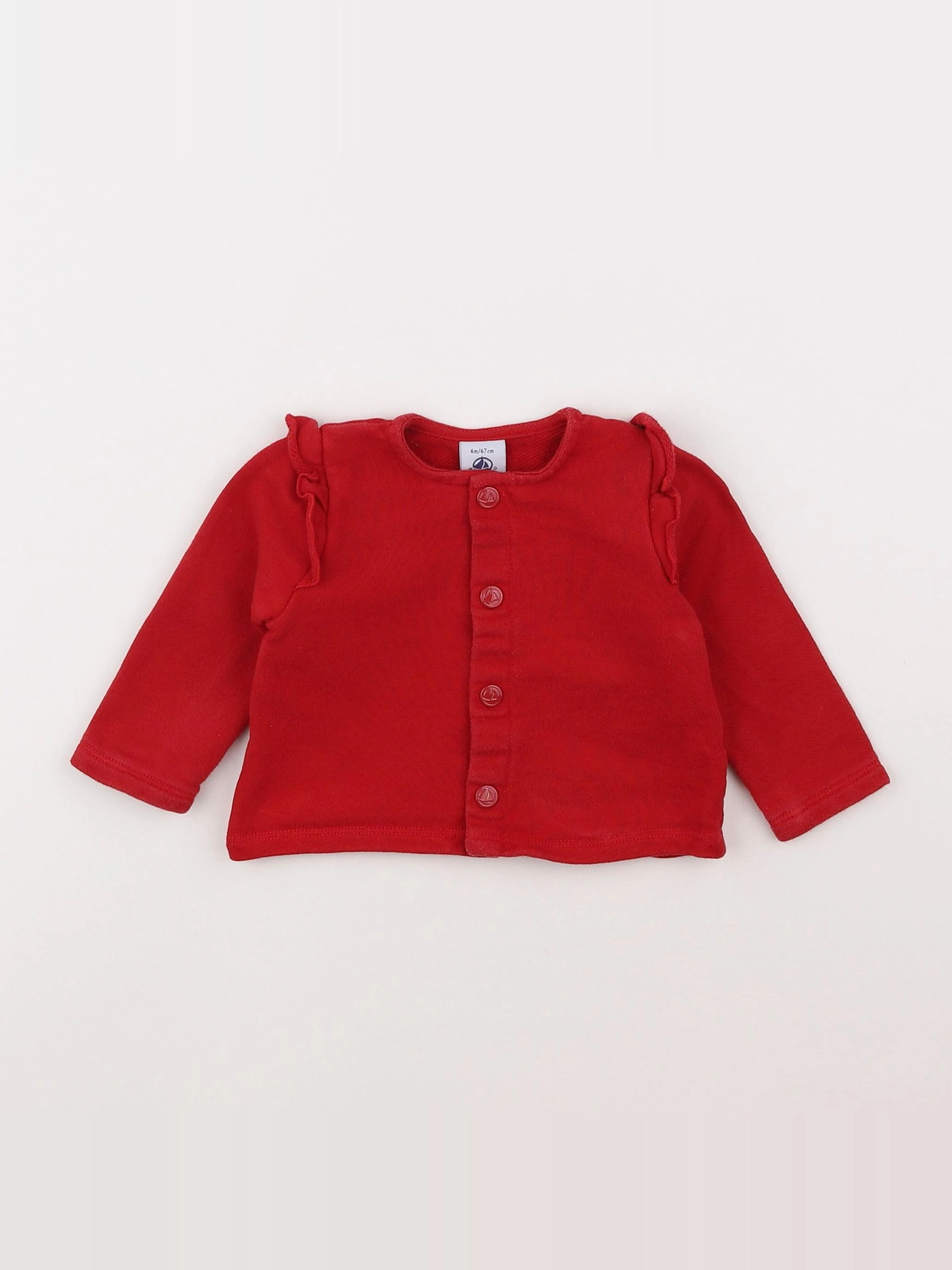 Petit Bateau - sweat rouge - 6 mois