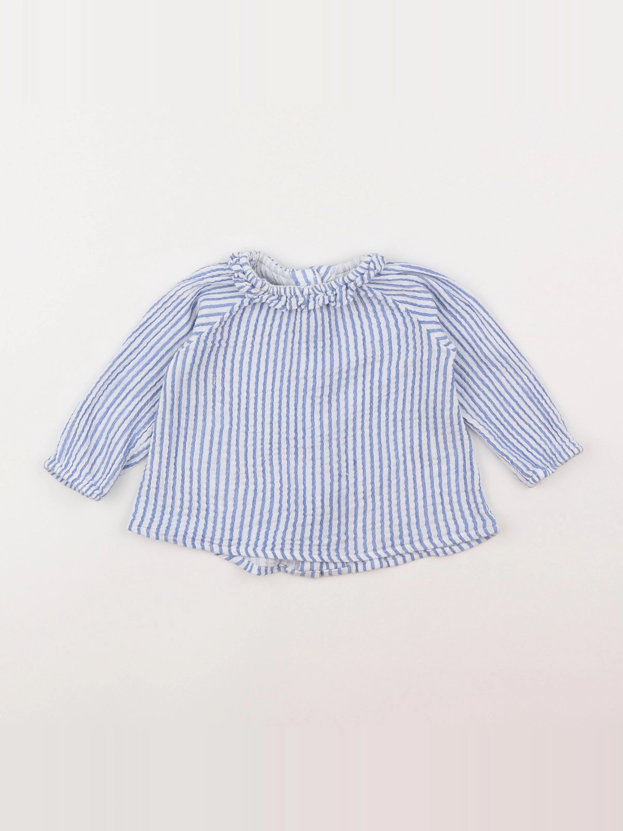 H&M - blouse bleu - 6/9 mois