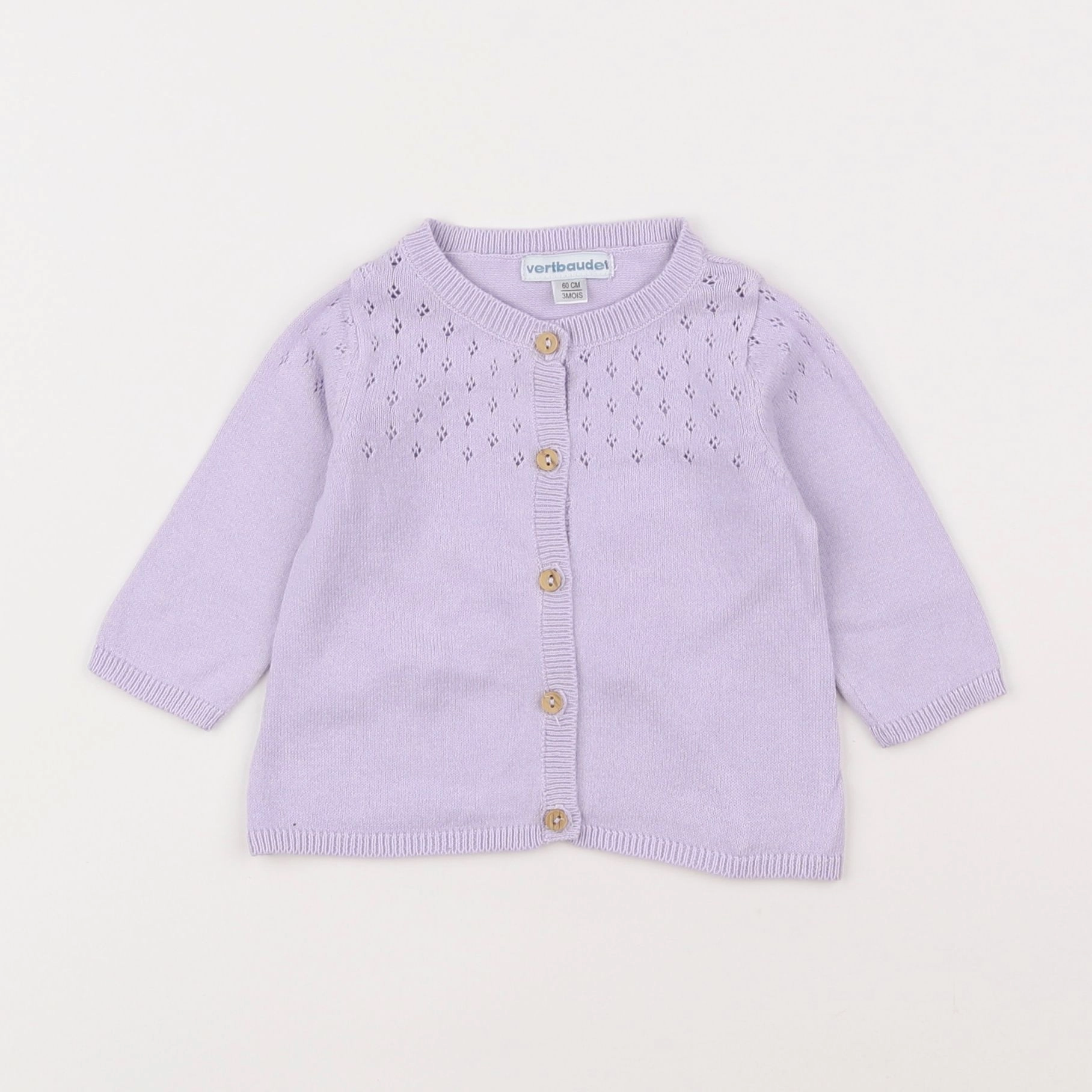 Vertbaudet - gilet violet - 3 mois