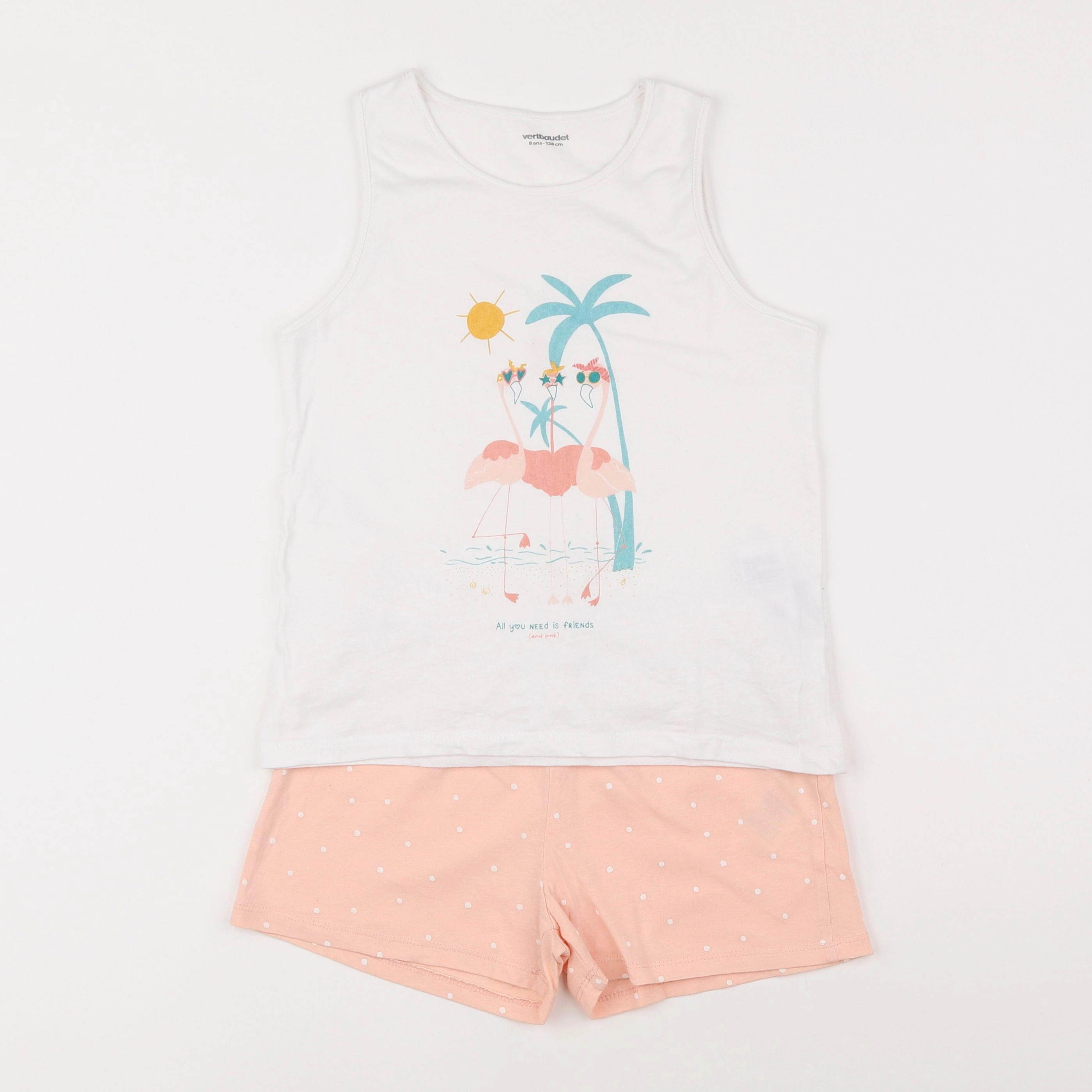 Vertbaudet - pyjama coton rose - 8 ans