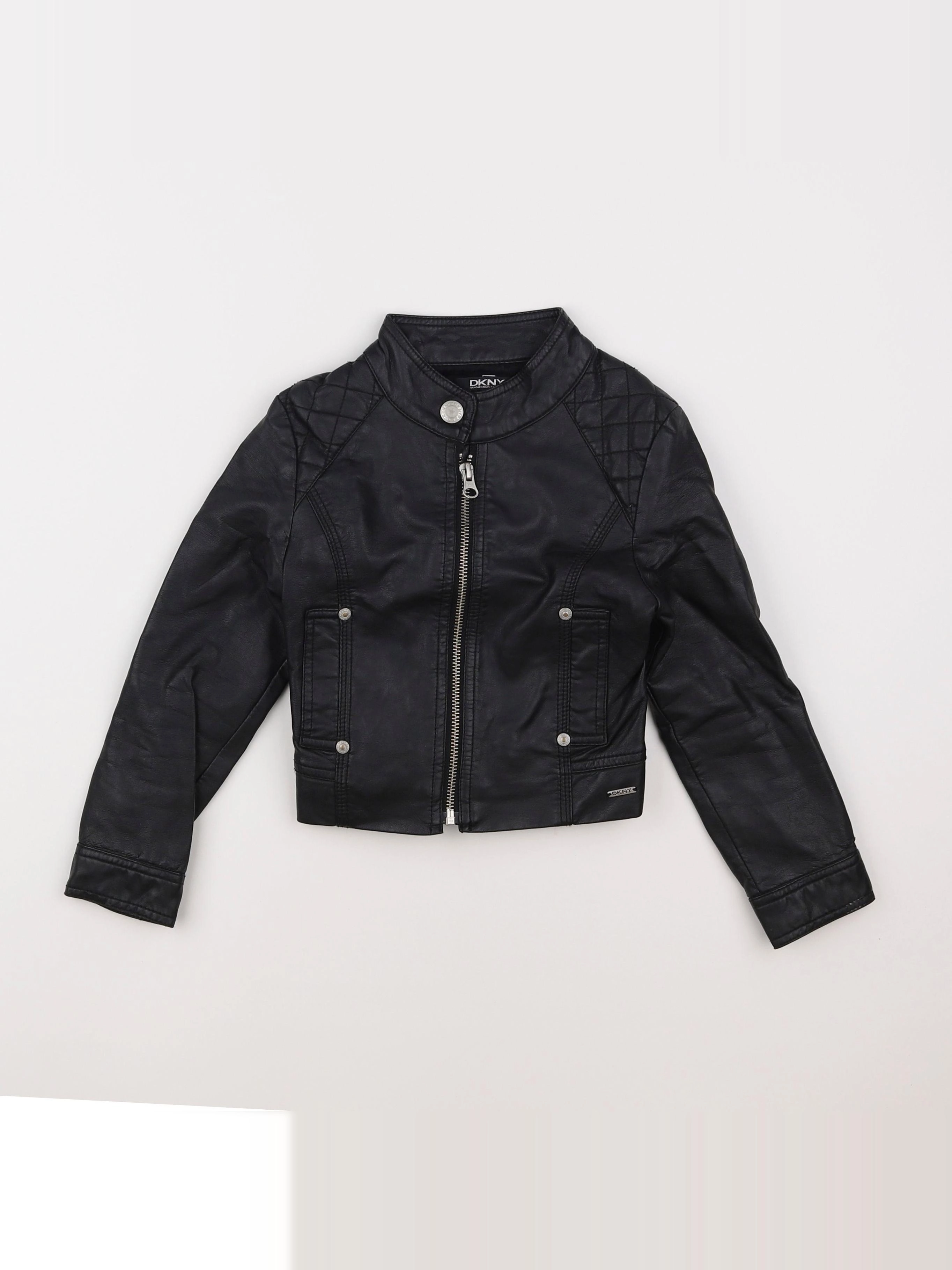 Dkny - veste simili cuir imprimé au dos noir - 4 ans