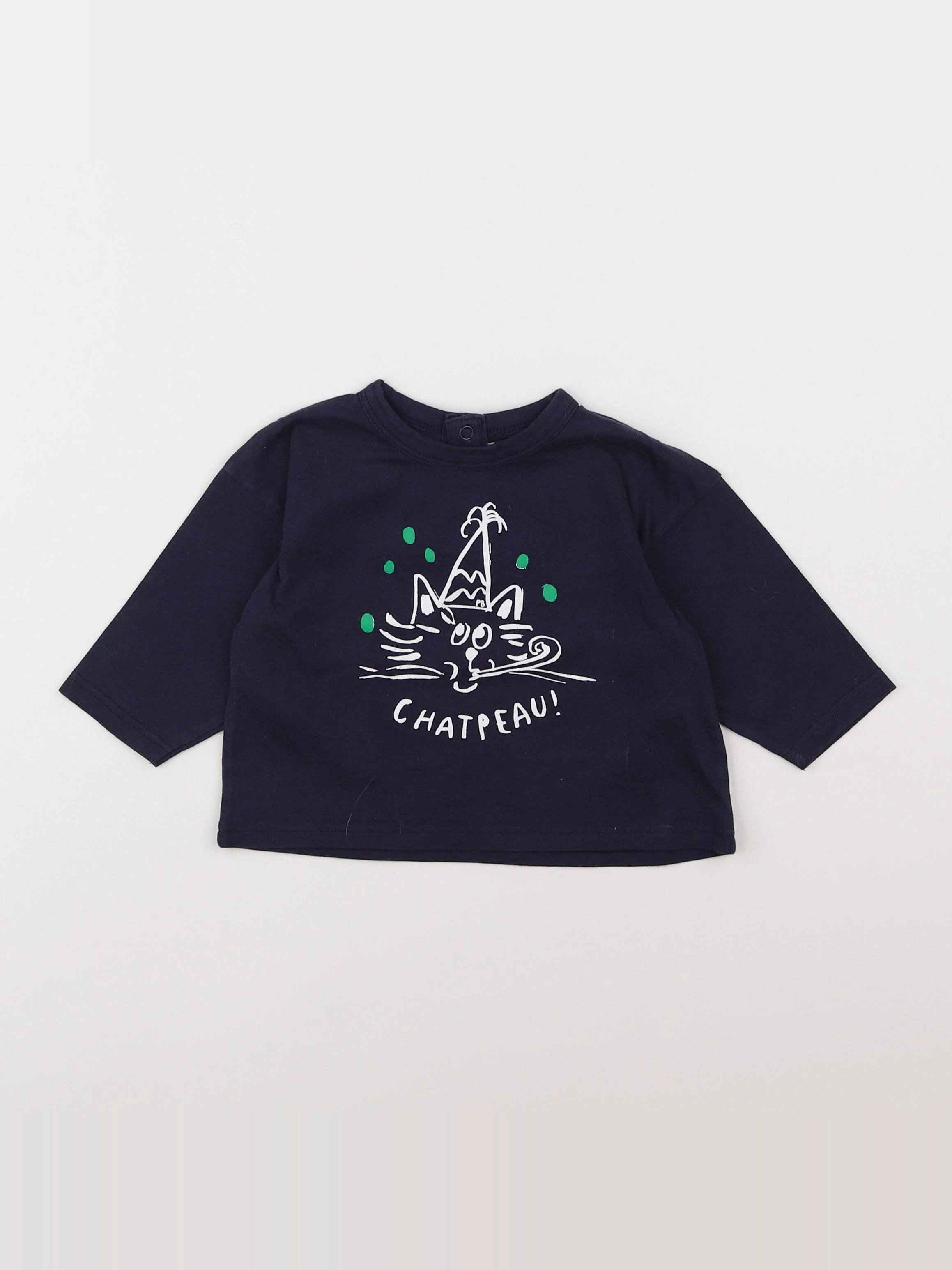 Petit Bateau - tee-shirt bleu - 12 mois
