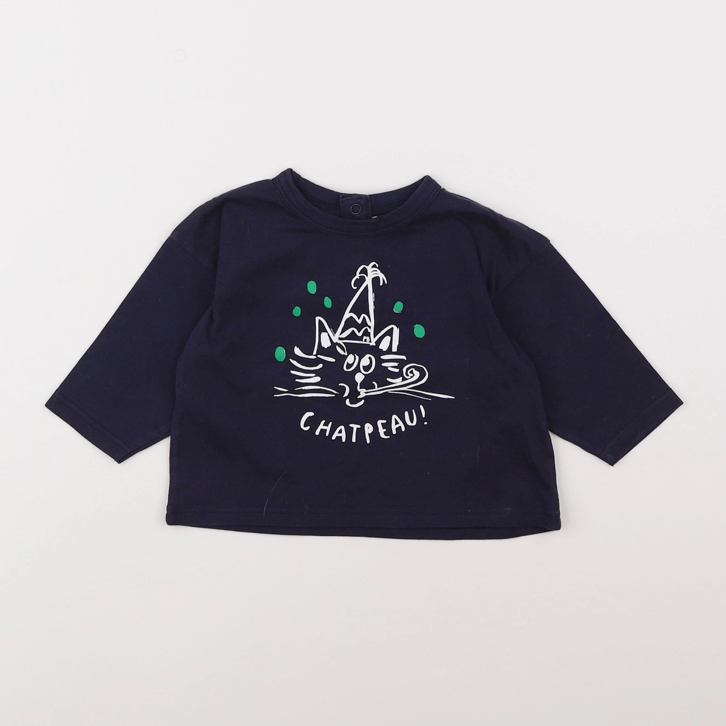 Petit Bateau - tee-shirt bleu - 12 mois