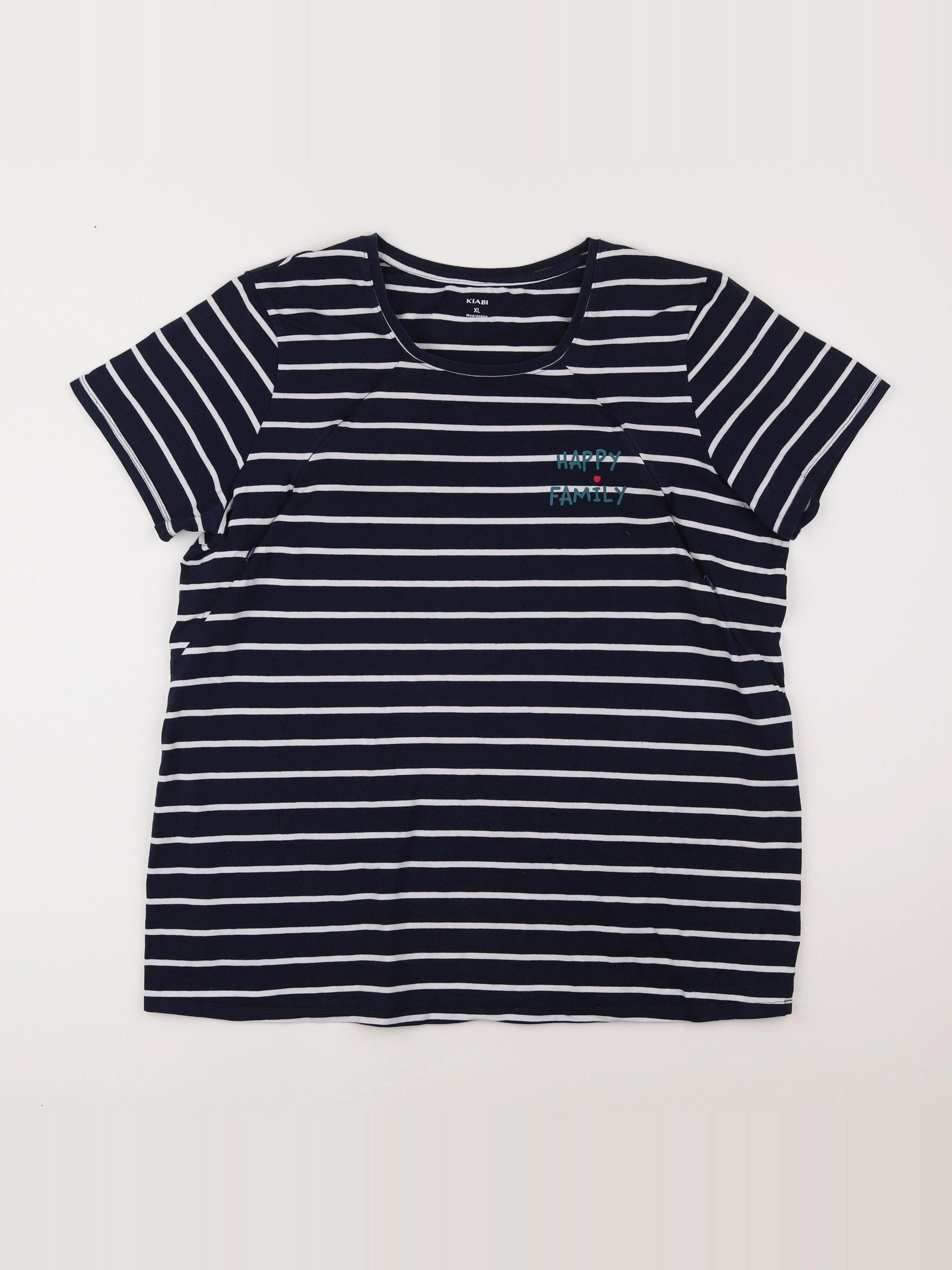 Kiabi - tee-shirt grossesse, allaitement bleu, blanc - 46 à 48