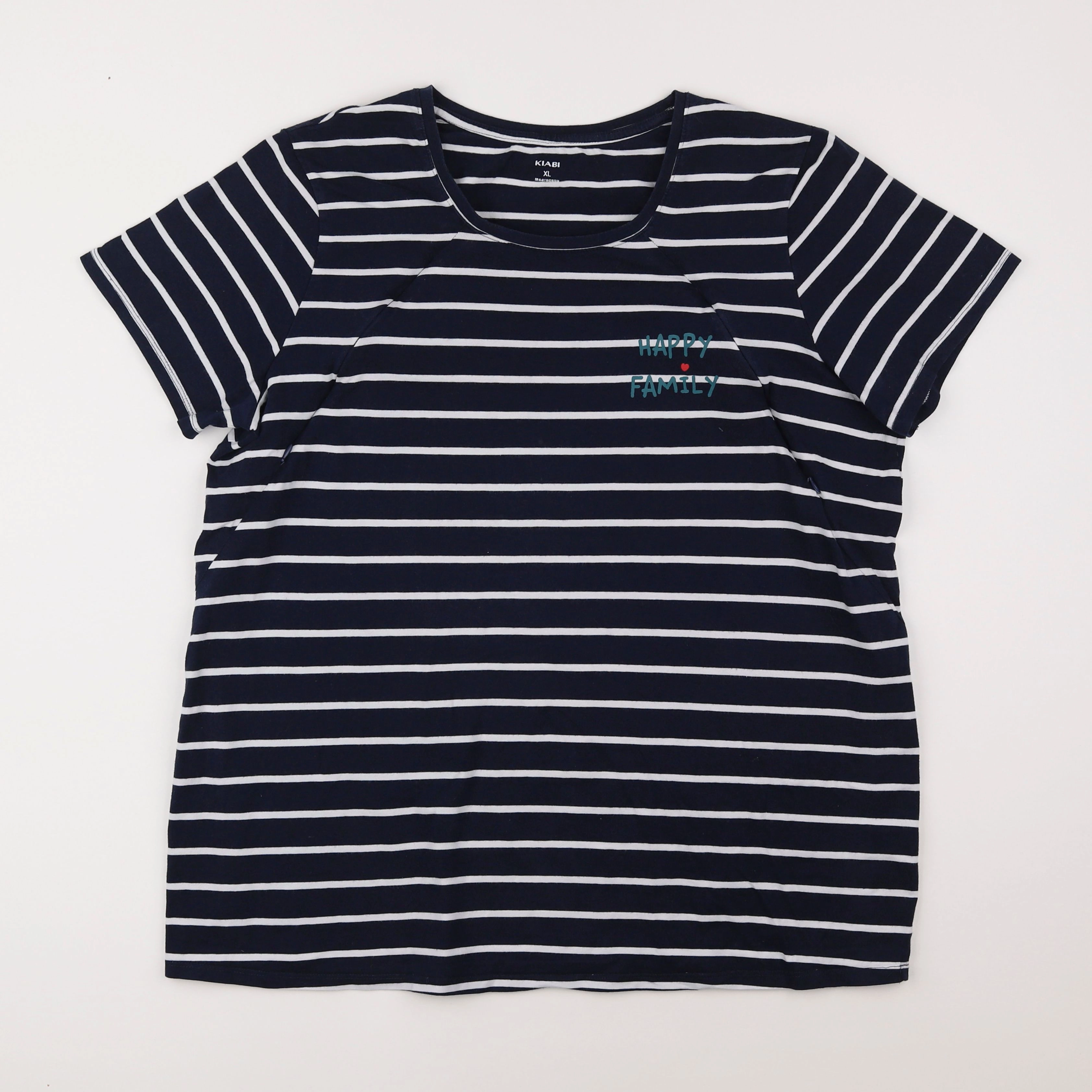 Kiabi - tee-shirt grossesse, allaitement bleu, blanc - 46 à 48