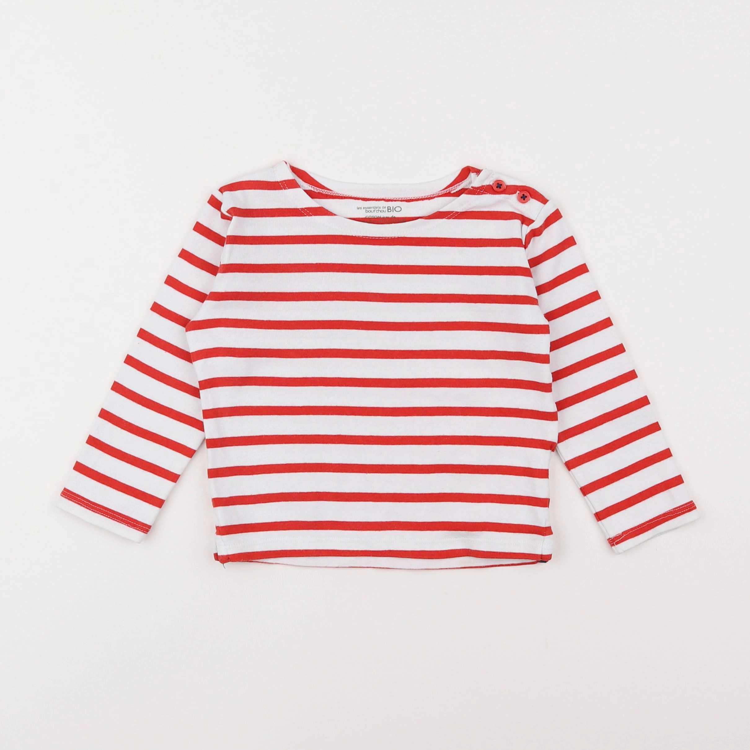 Boutchou - pull blanc, rouge - 2 ans