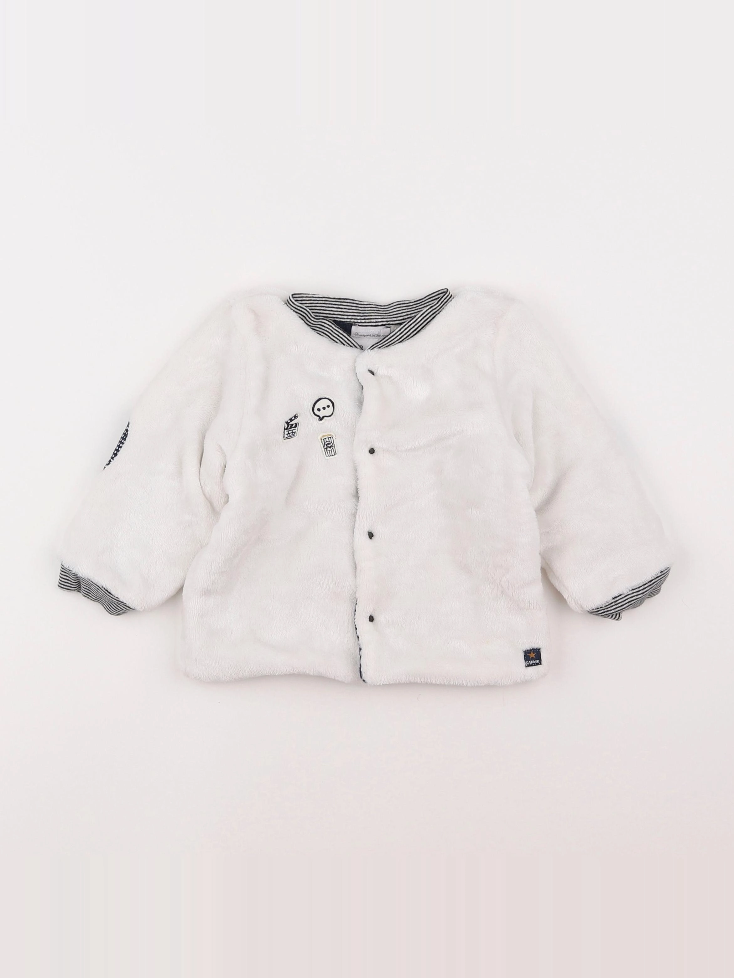 Catimini - sweat réversible bleu, blanc - 18 mois