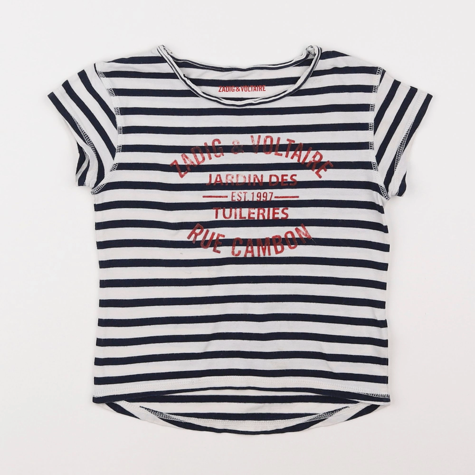 Zadig & Voltaire - tee-shirt blanc, bleu - 3/4 ans