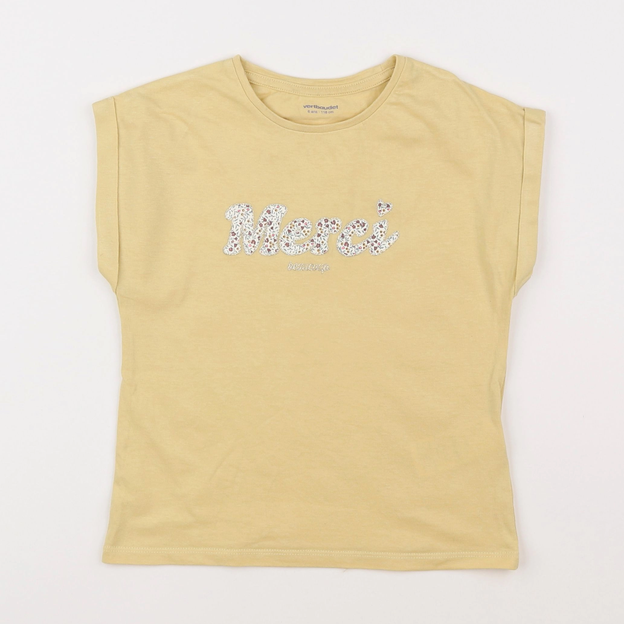 Vertbaudet - tee-shirt jaune - 6 ans