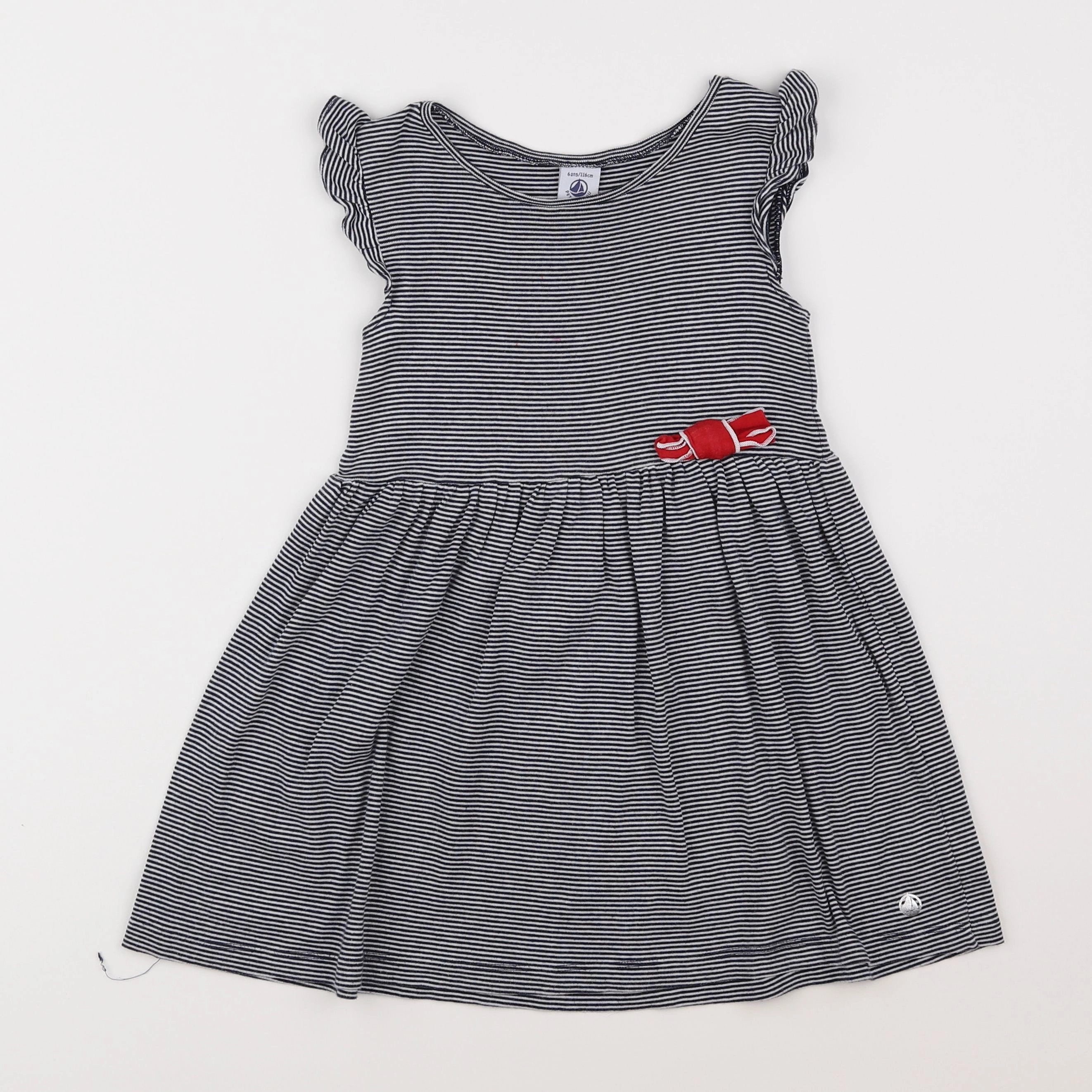 Petit Bateau - robe bleu, blanc - 6 ans