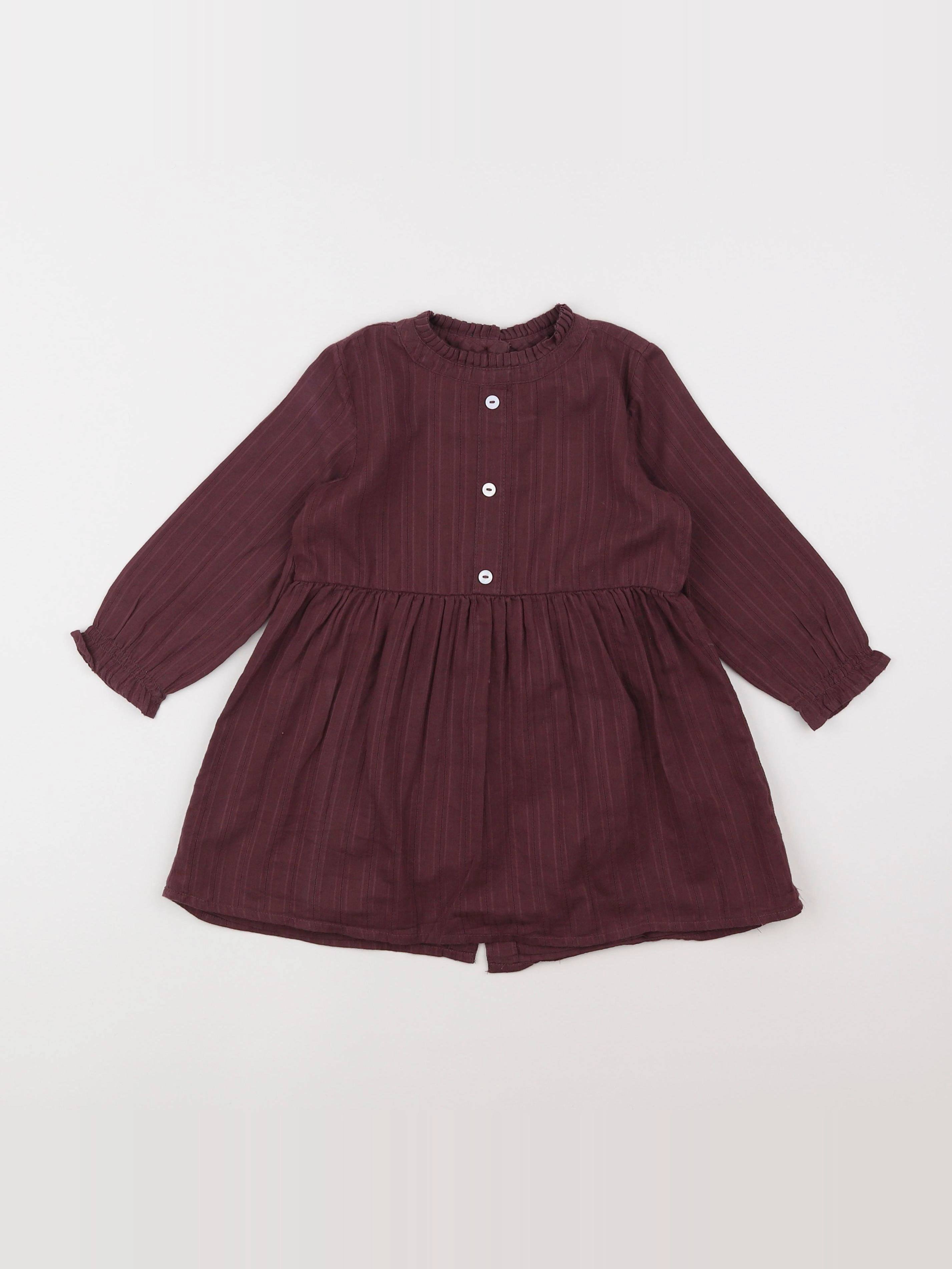 Bonnet à Pompon - robe rouge - 2 ans