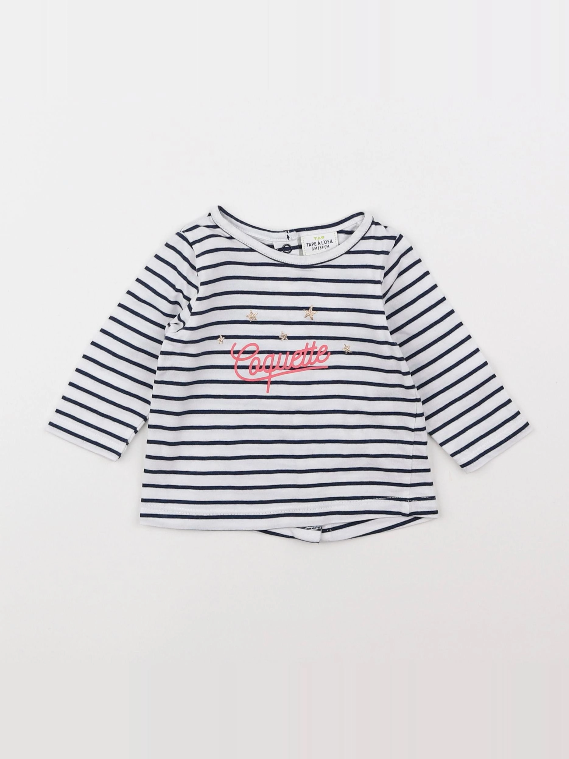 Tape à l'oeil - tee-shirt bleu, blanc - 3 mois
