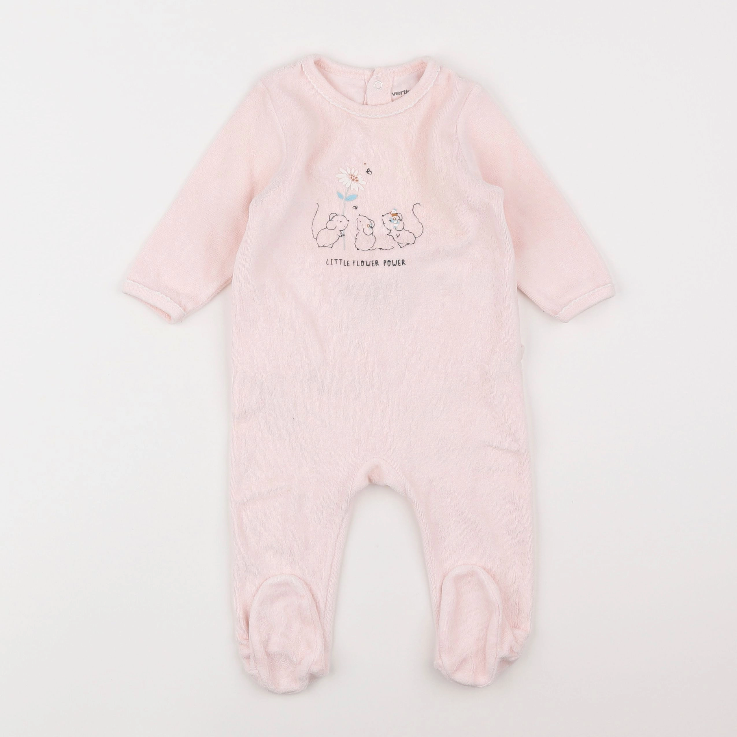 Vertbaudet - pyjama velours rose - 6 mois