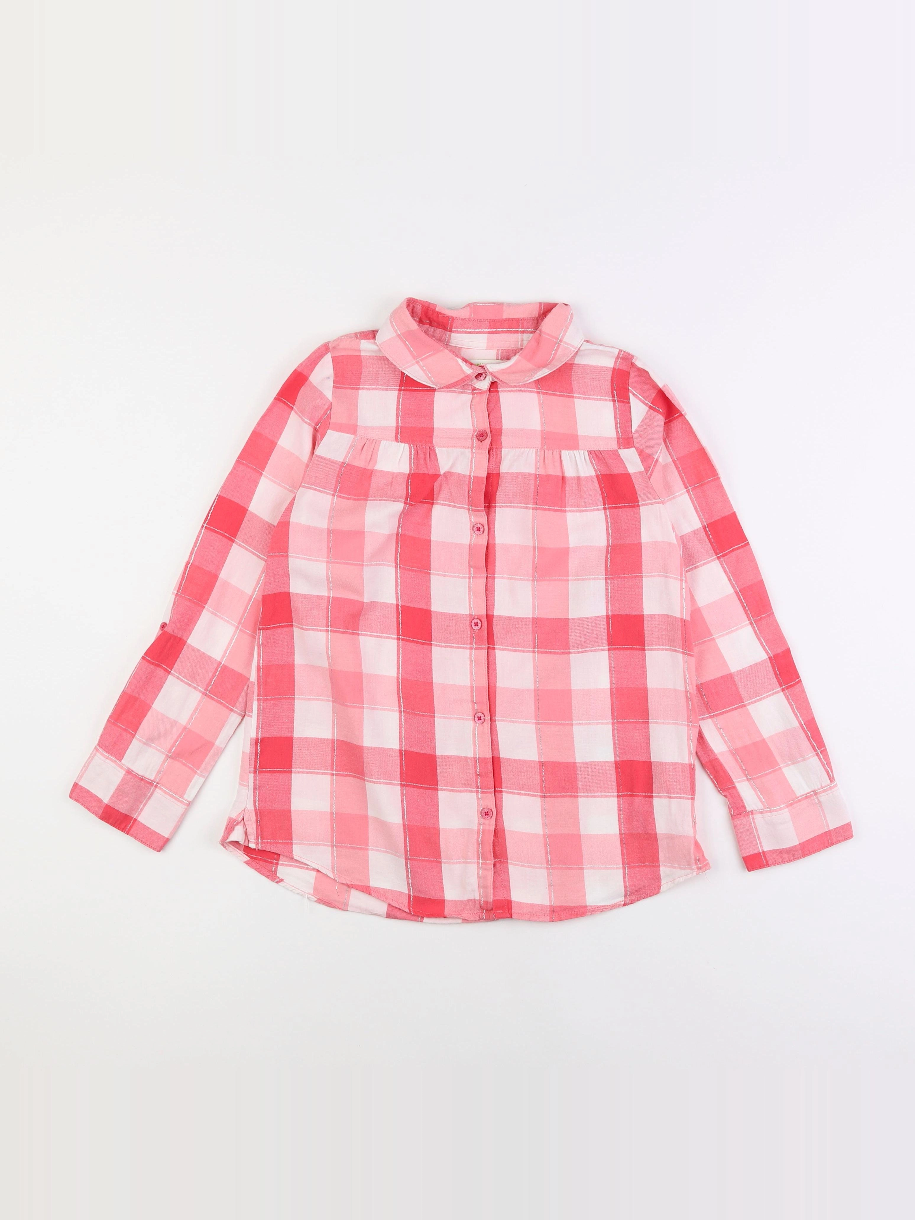 Vertbaudet - chemise blanc, rose - 10 ans