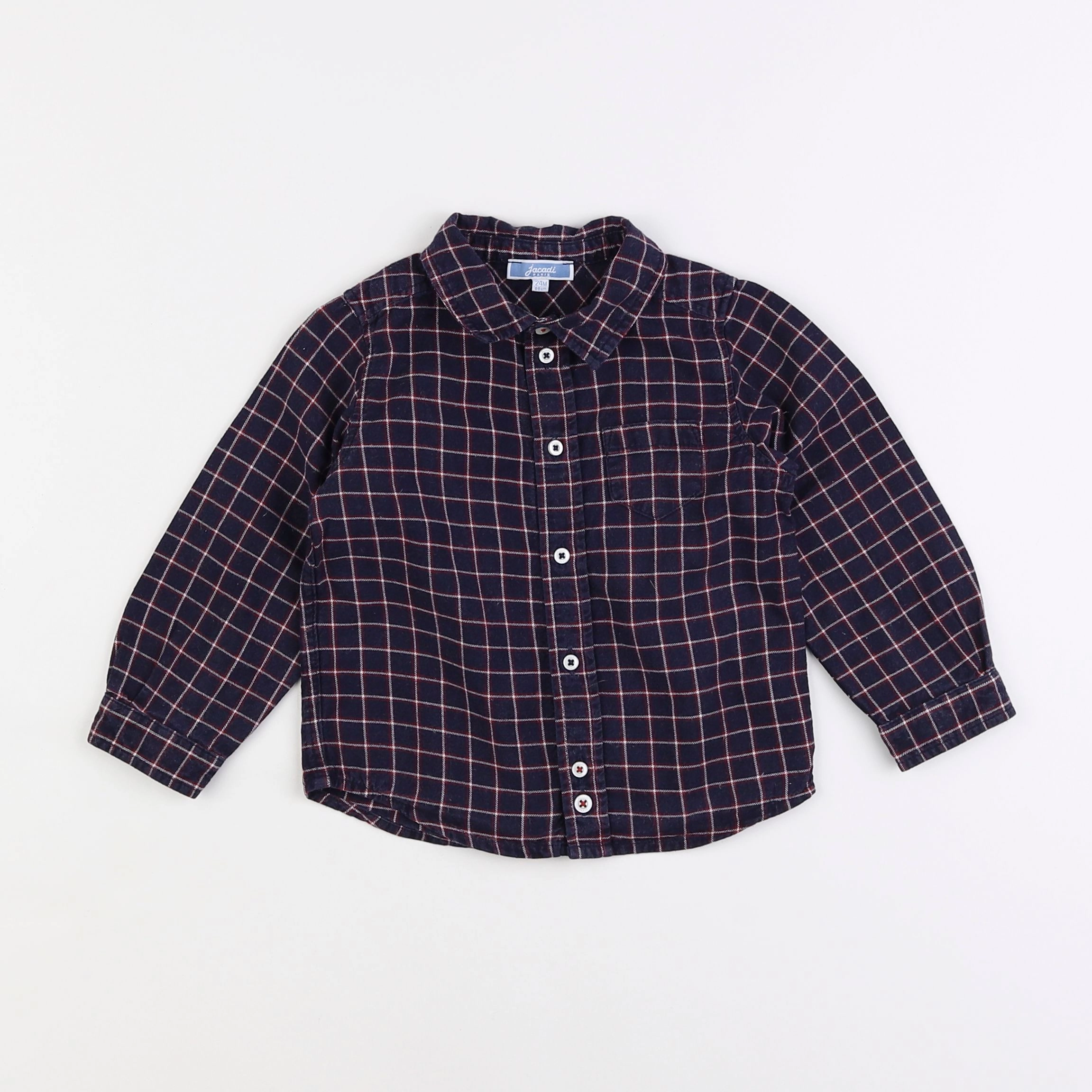 Jacadi - chemise bleu, rouge - 2 ans