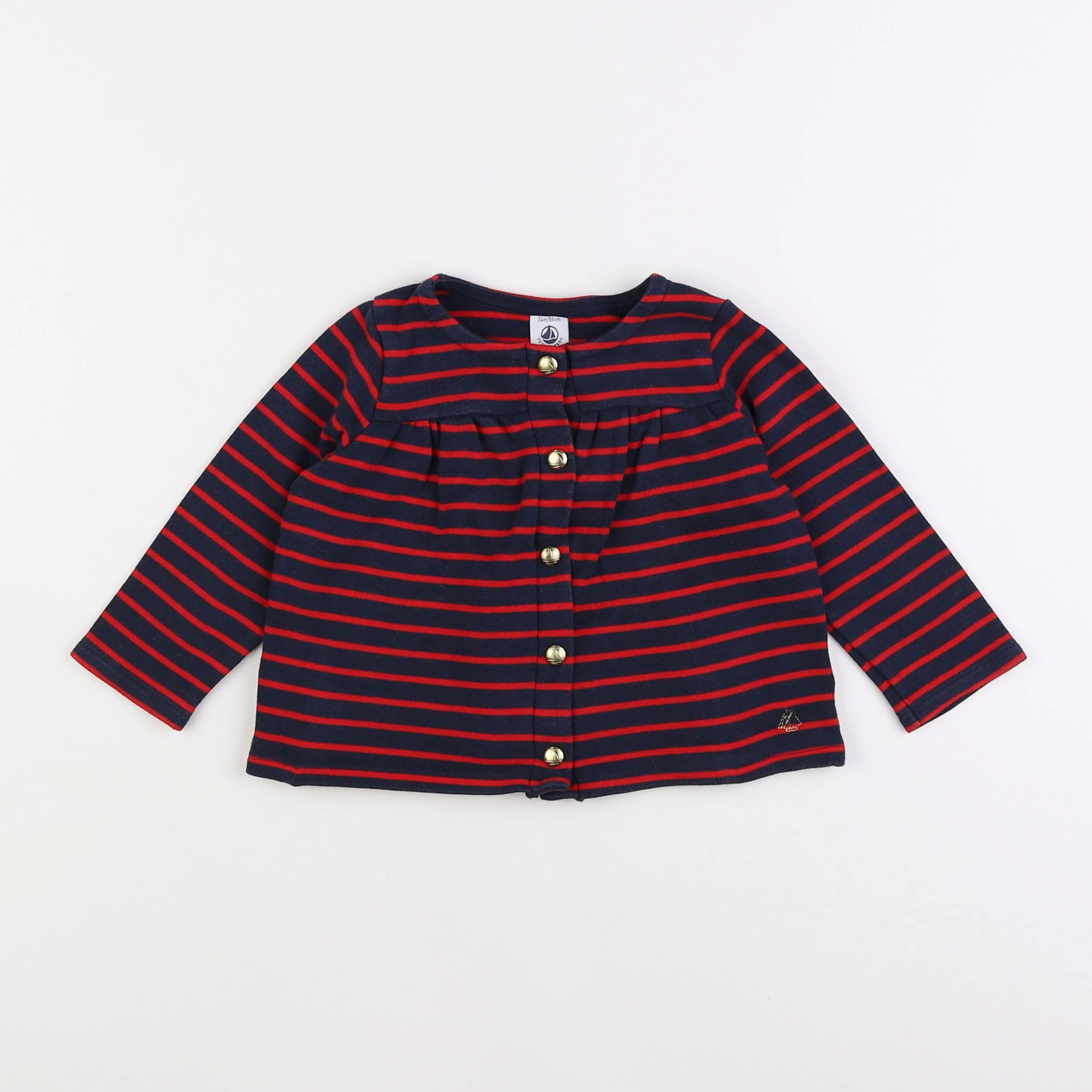 Petit Bateau - sweat bleu, rouge - 2 ans