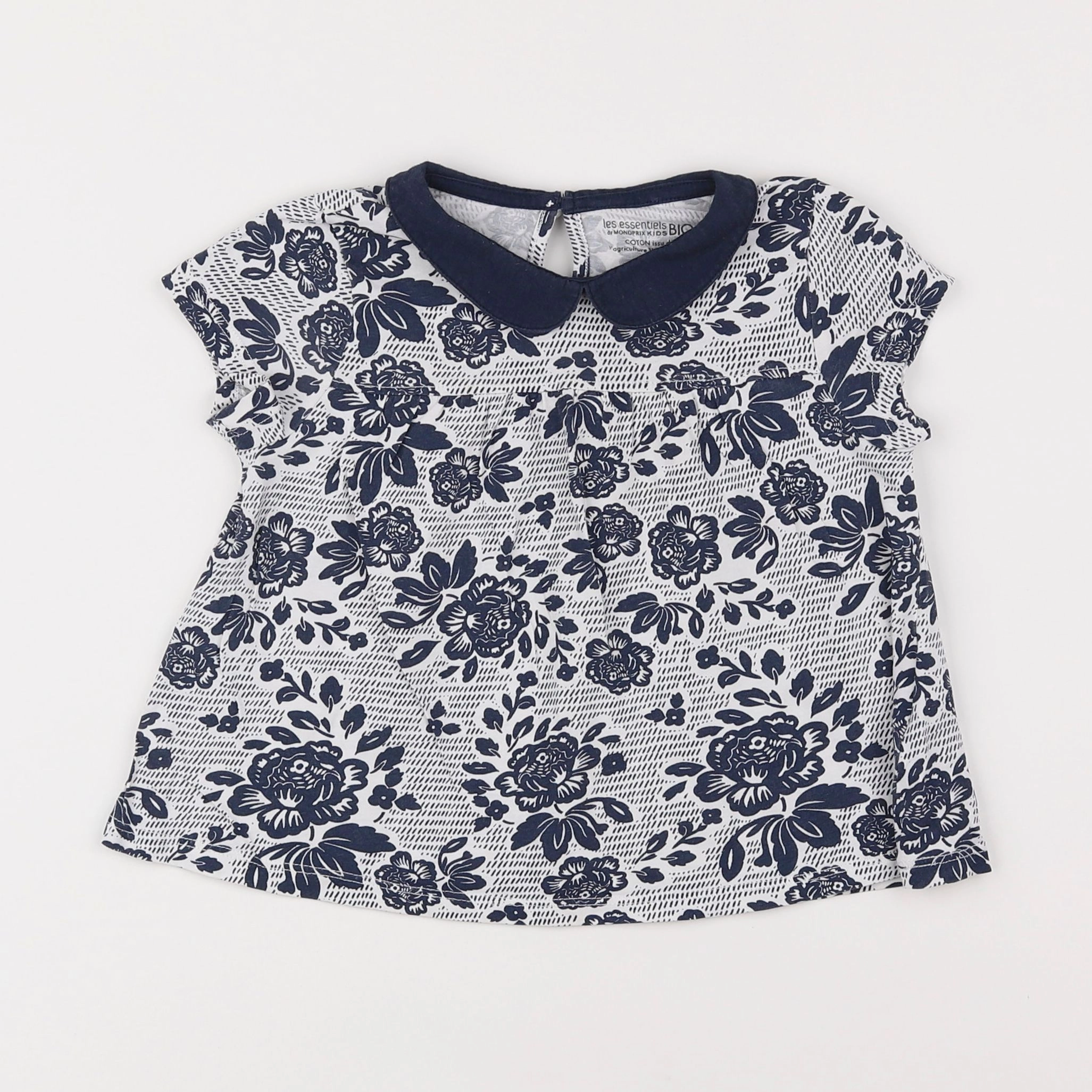 Monoprix - tee-shirt blanc, bleu - 5 ans