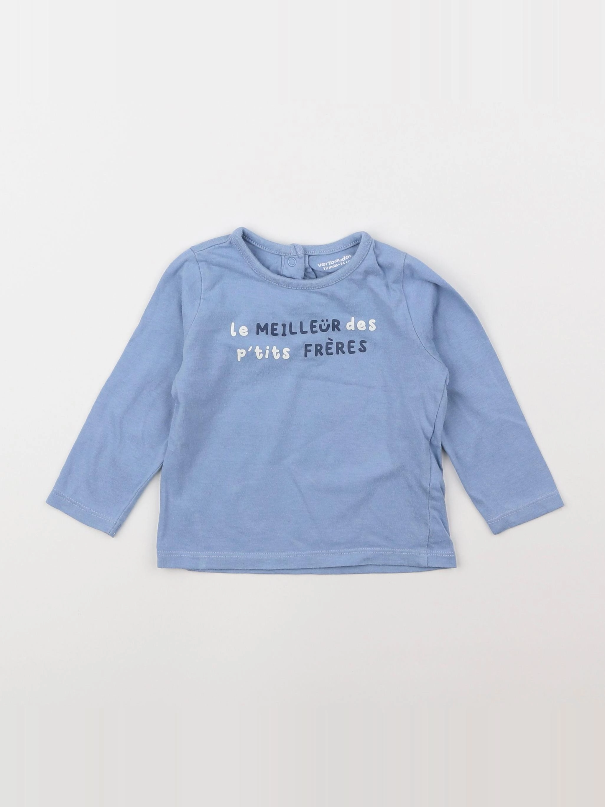 Vertbaudet - tee-shirt bleu - 12 mois