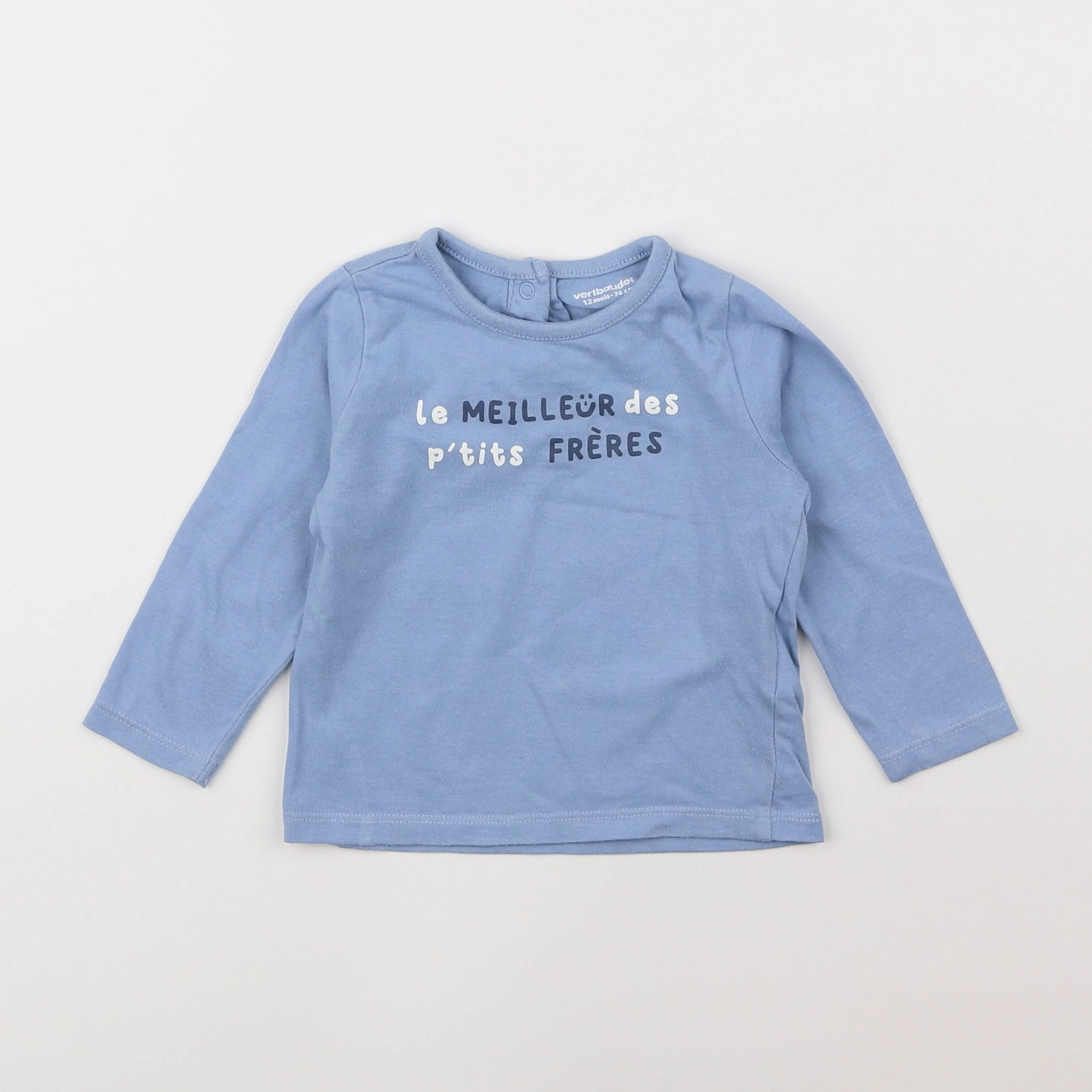 Vertbaudet - tee-shirt bleu - 12 mois