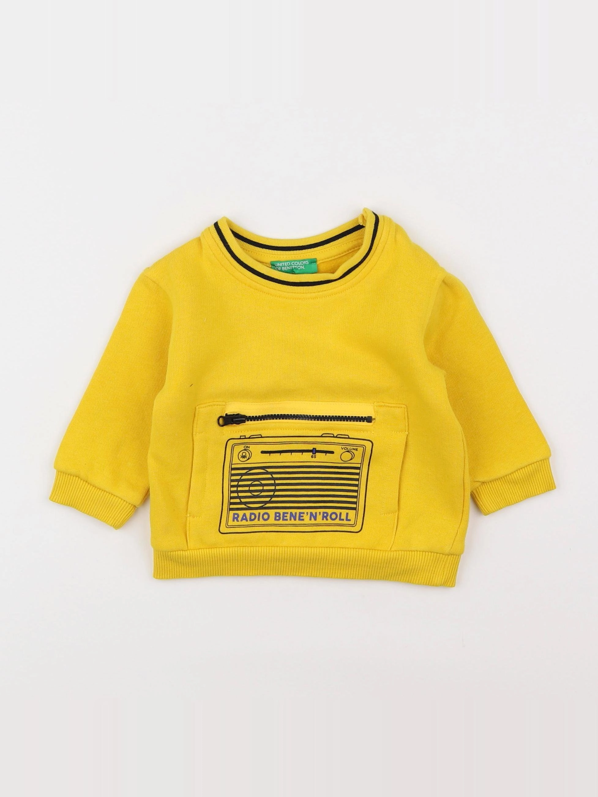 Benetton - sweat jaune - 6/9 mois